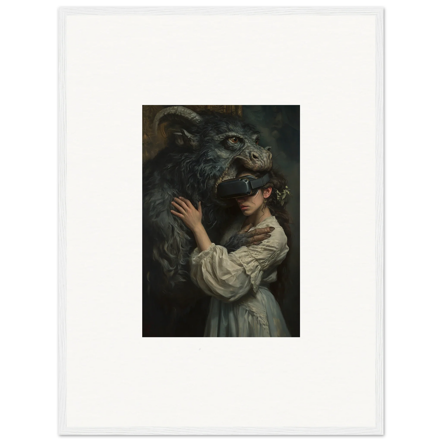 Dark dragon beside a figure in white dress from Love, Reality Monster special edition art™