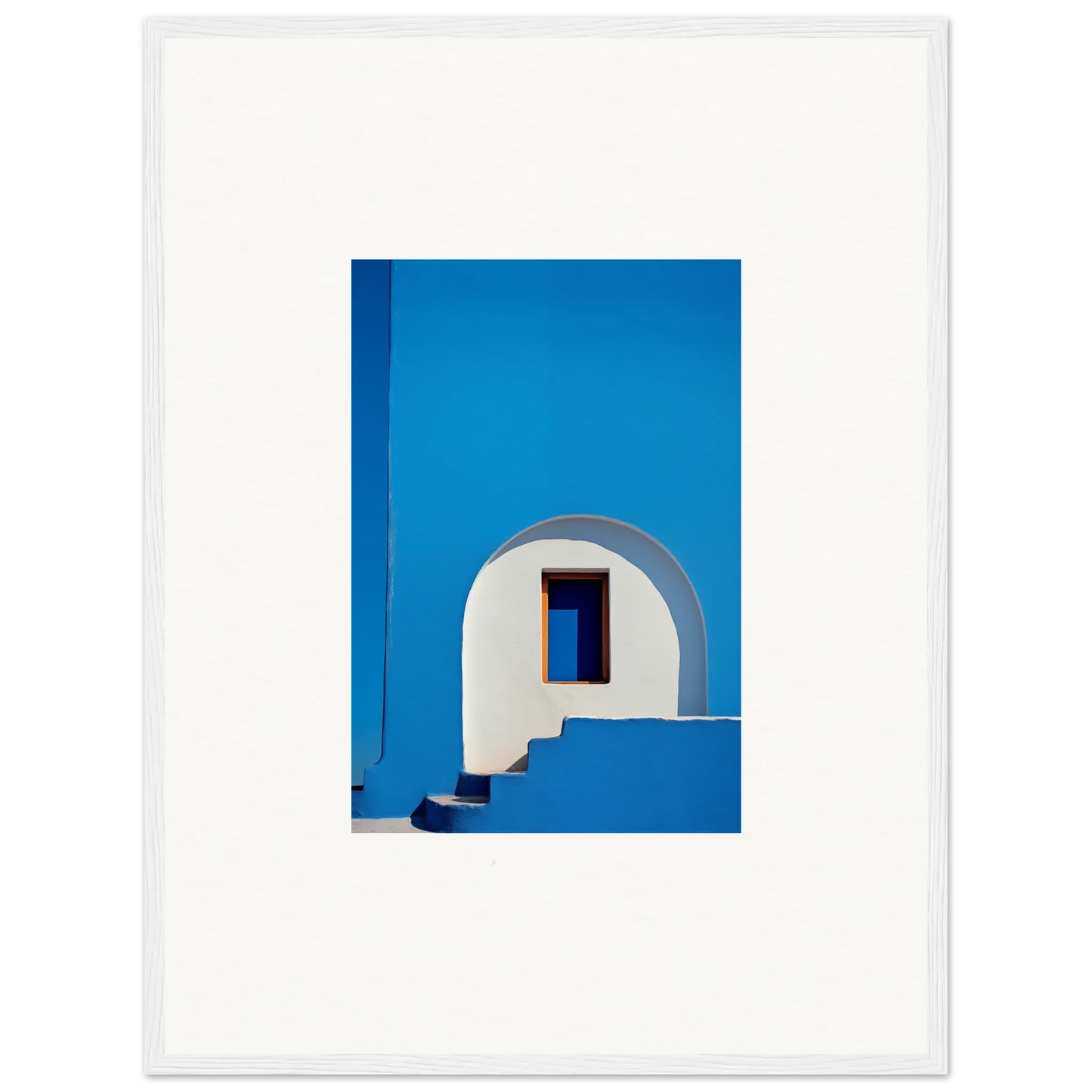 White arched doorway steps on blue wall in Dreams’ premium framed special edition art™