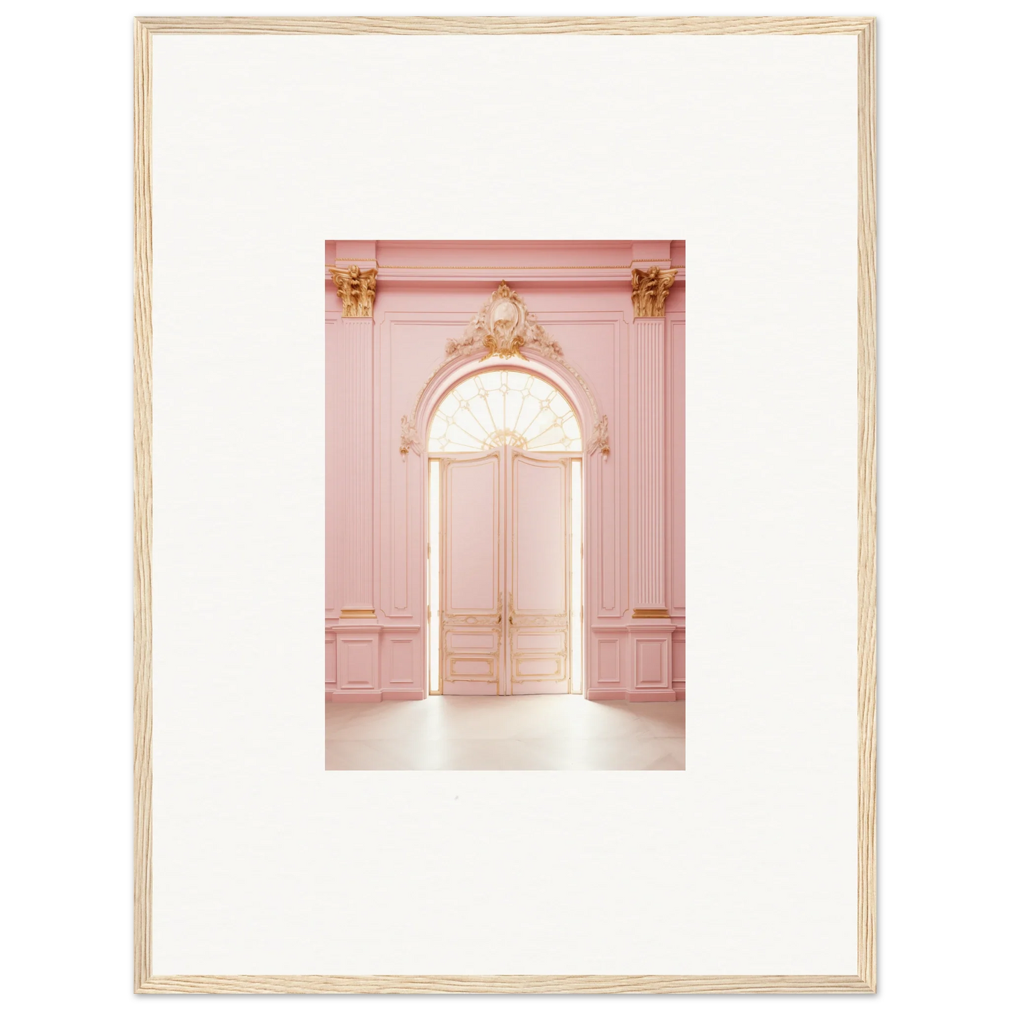 Ornate pink door with gold accents from Luminous Dreams Portal special edition art™