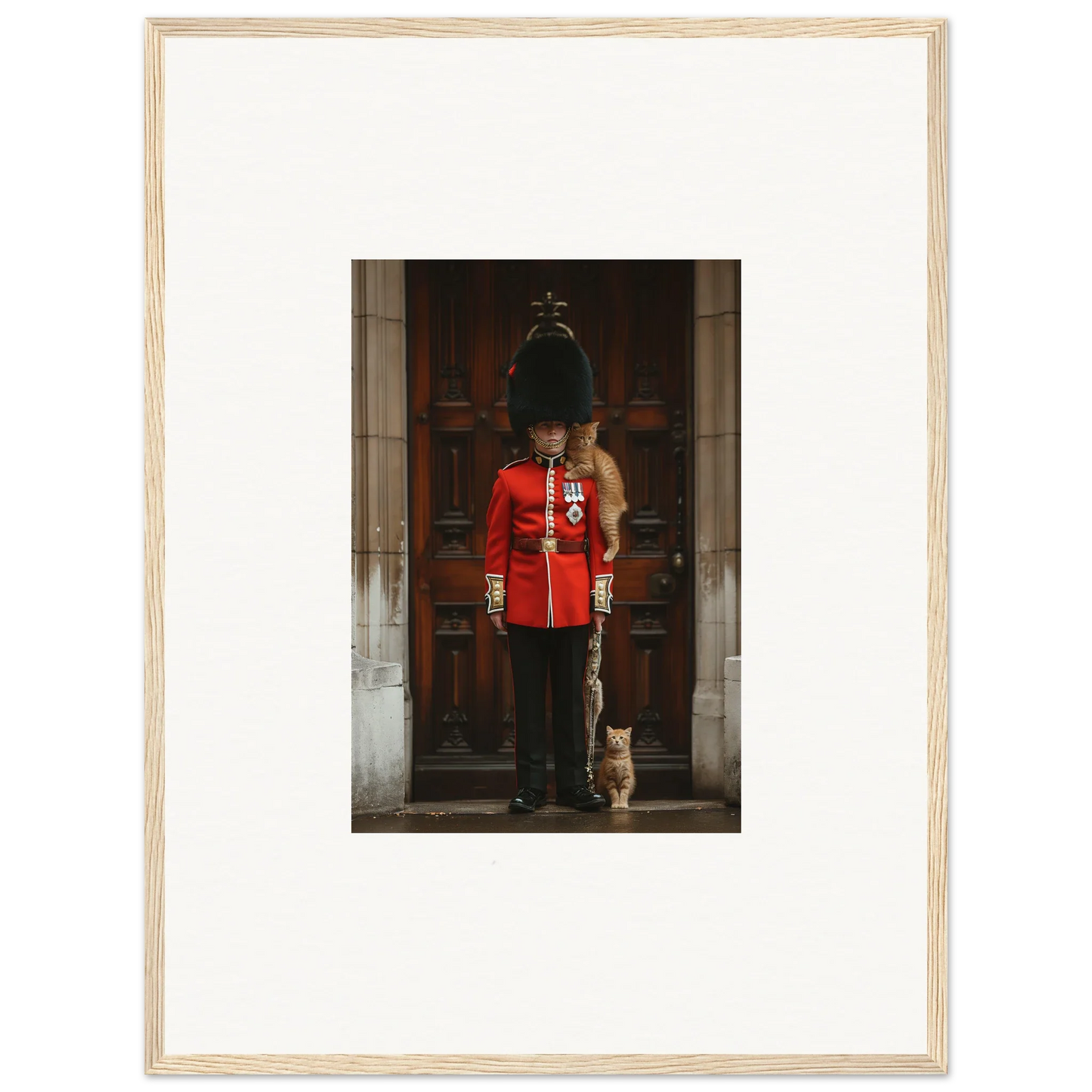 Queen’s Guard in red uniform and bearskin hat for God Save special edition art™