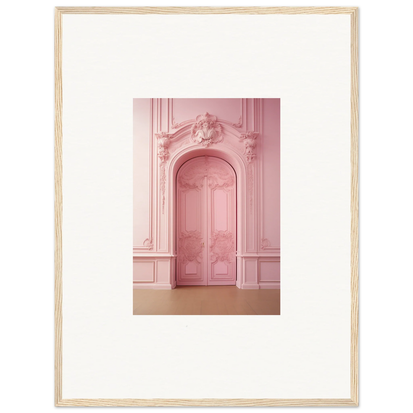 Ornate pink double door with carvings from Gentle Whims Myths special edition art™