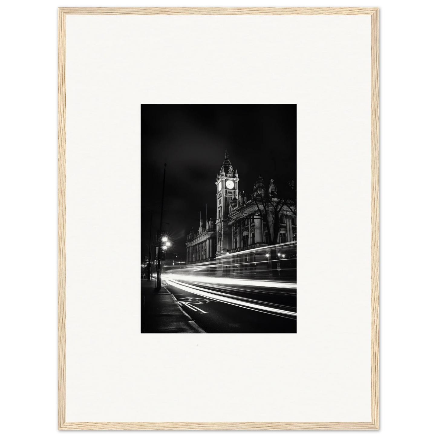 Black and white Gothic church photo with light trails for Temporal Phantasm Glide art