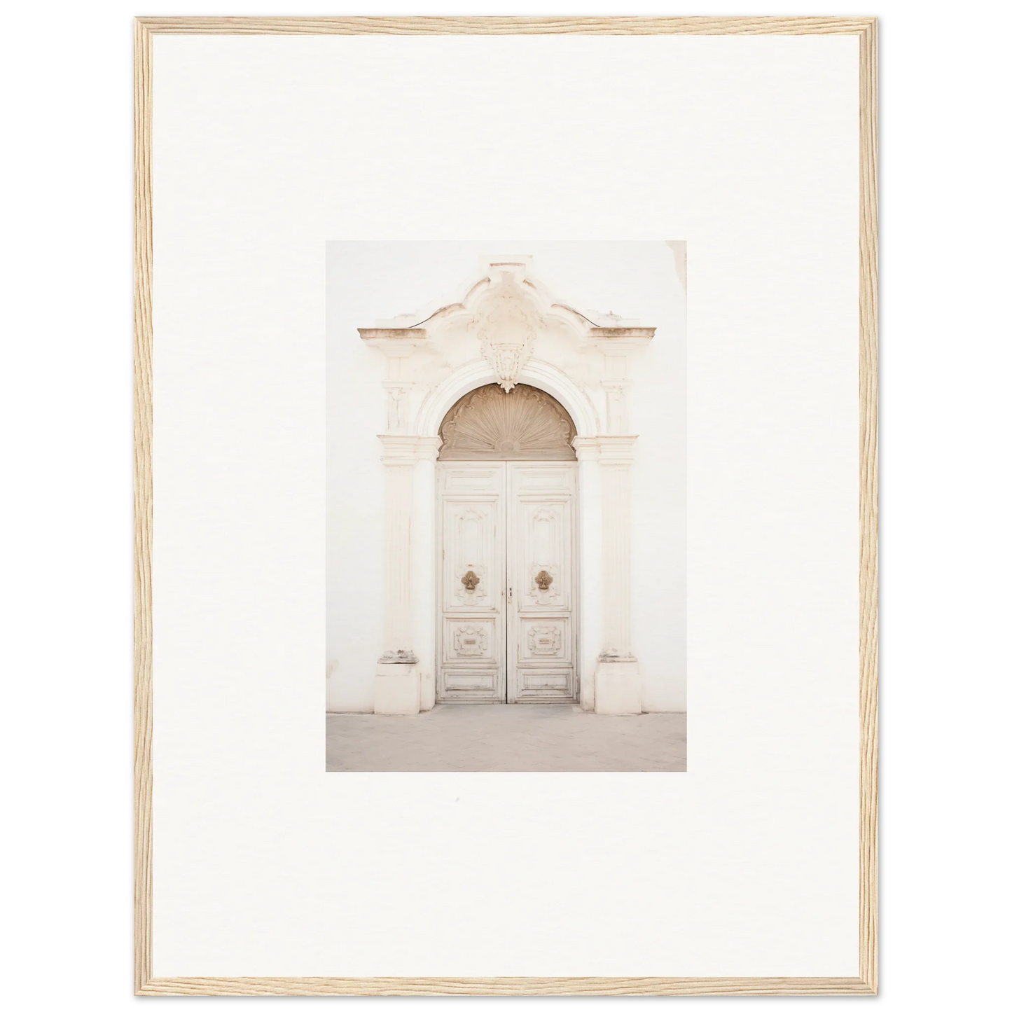 Ornate white double door in Faded Elegance Whispers framed wall art special edition art™