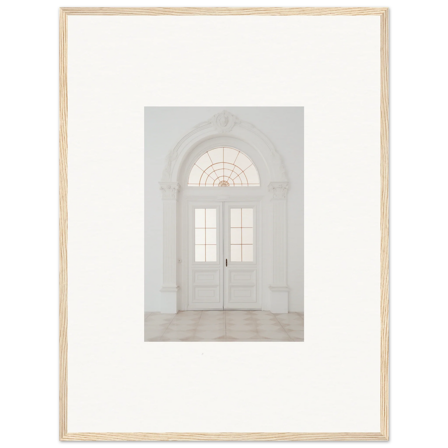 White double doors with a fanlight in Portal Poise Unveiled framed wall art