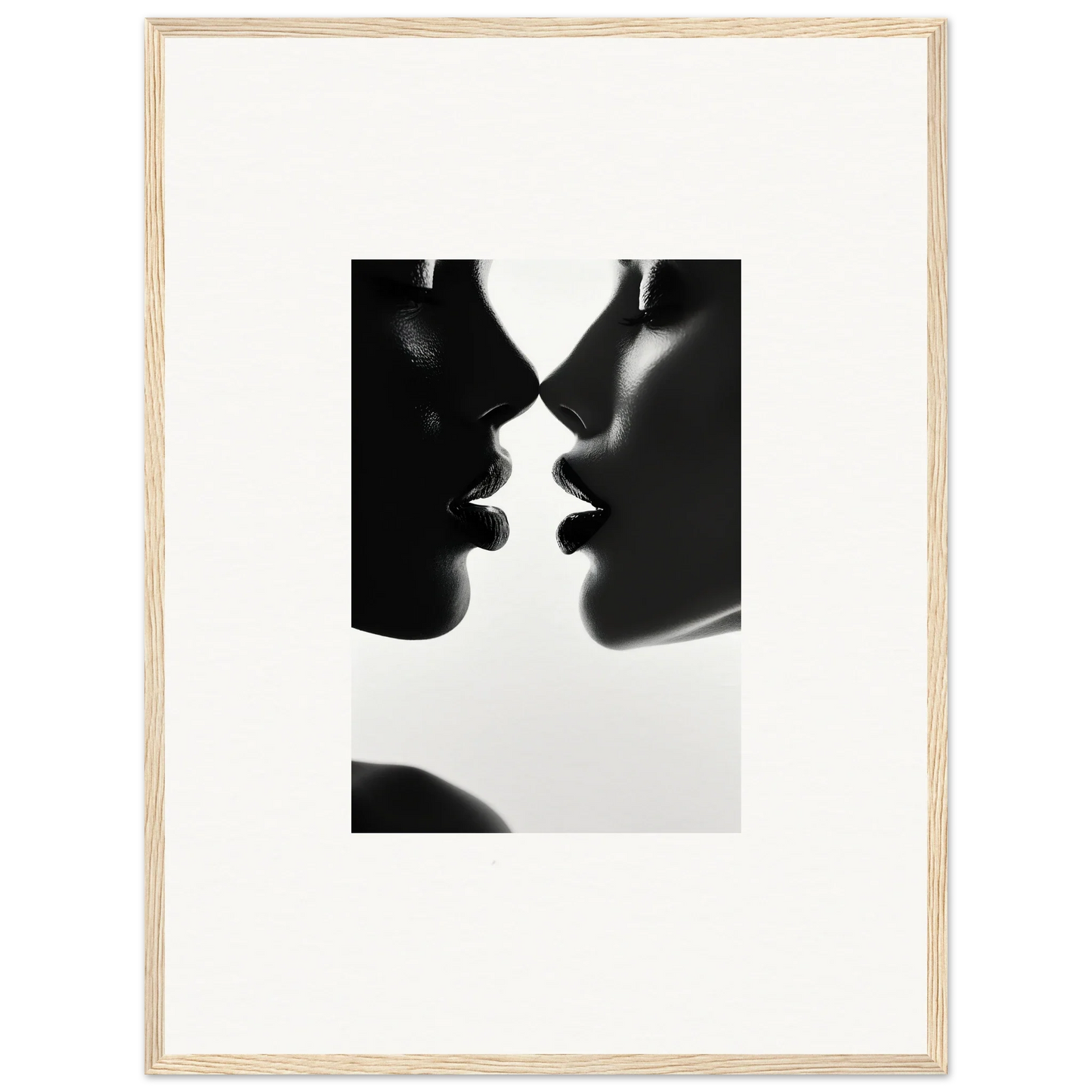 Two silhouetted profiles in a mirrored design for Ephemeral Echoes Touch framed posters