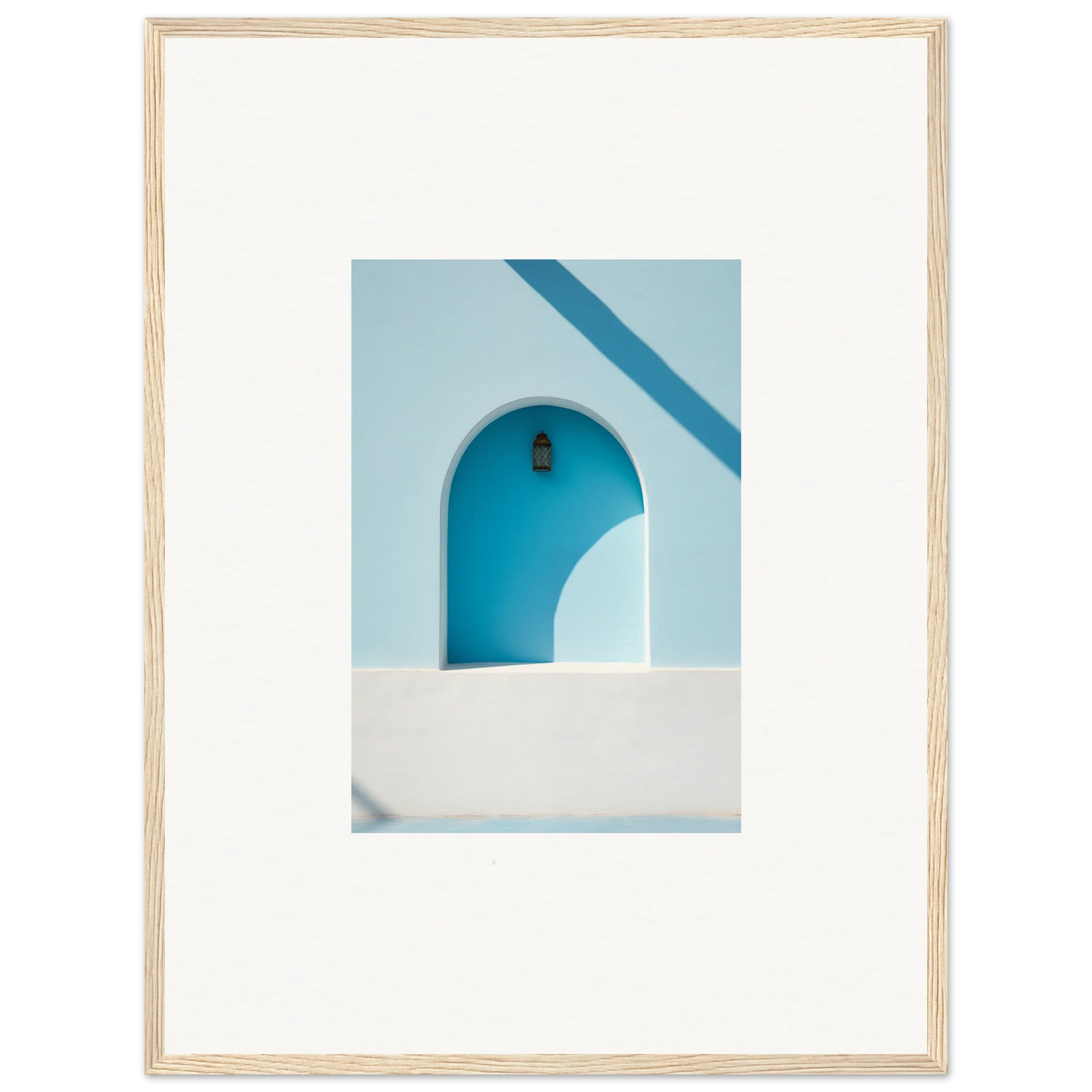 Framed wall art of a turquoise Mediterranean archway in Elusive Solitude Clarity
