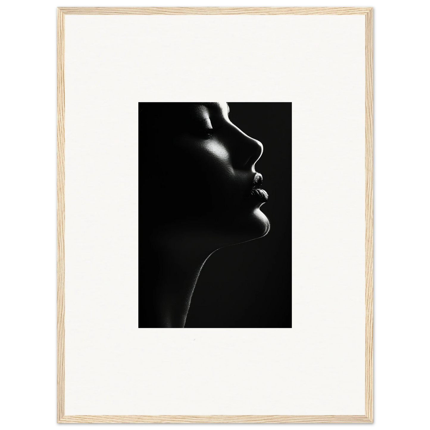 Dramatic black and white silhouette of lips showcasing Yin Space Reverie art style