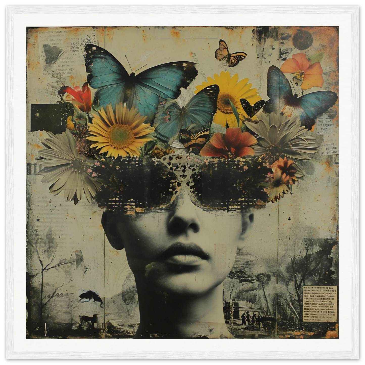 Artistic portrait with butterflies and flowers in Butterfly Dream Visage special edition art