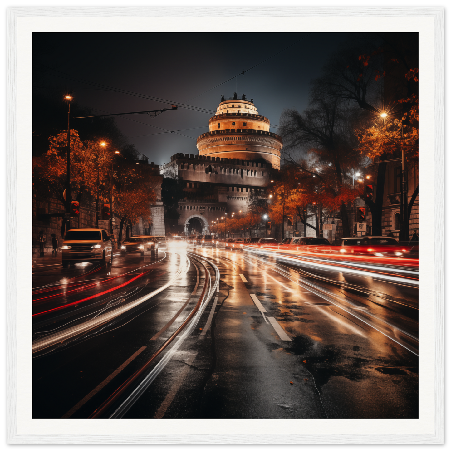 Illuminated domed building in Urban Time Lapse special edition art framed urban night