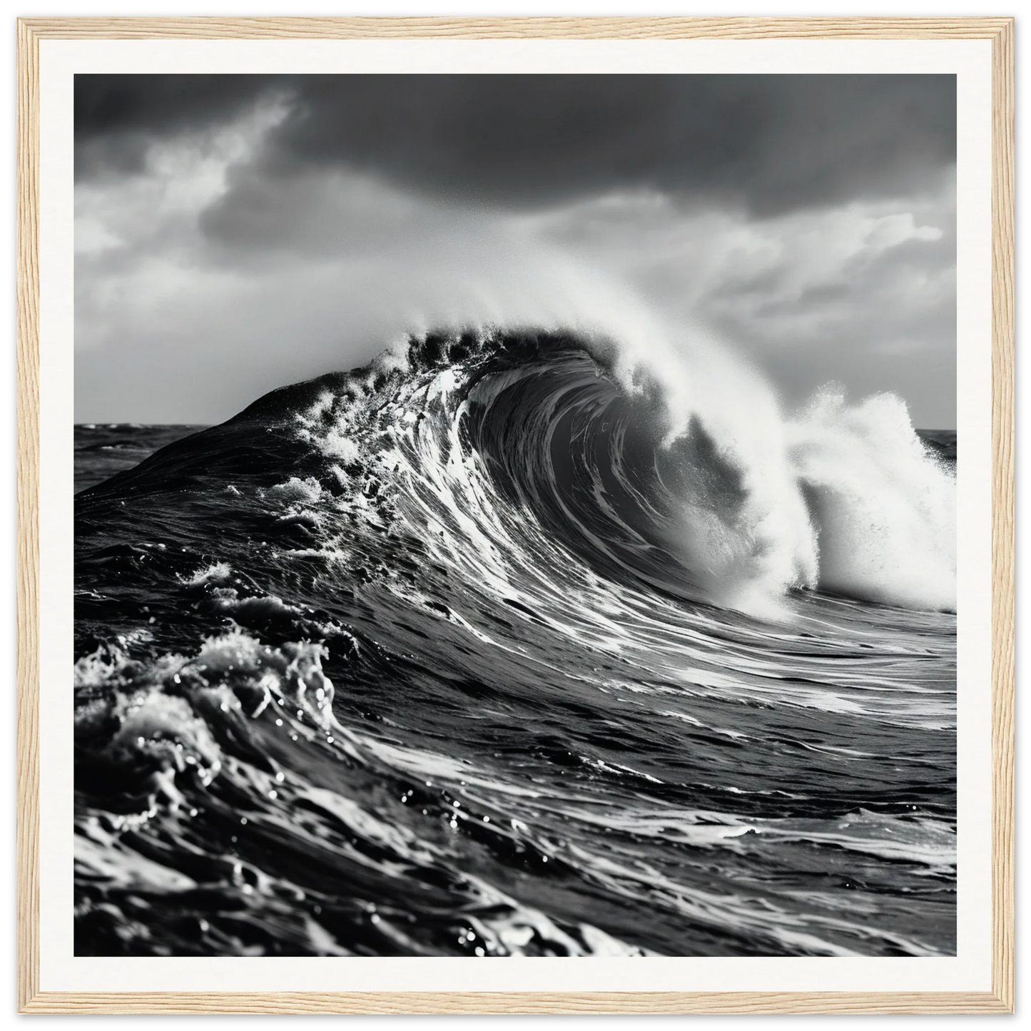 A powerful ocean wave curls with spray under a stormy sky in Eternal Liquid Crescendo