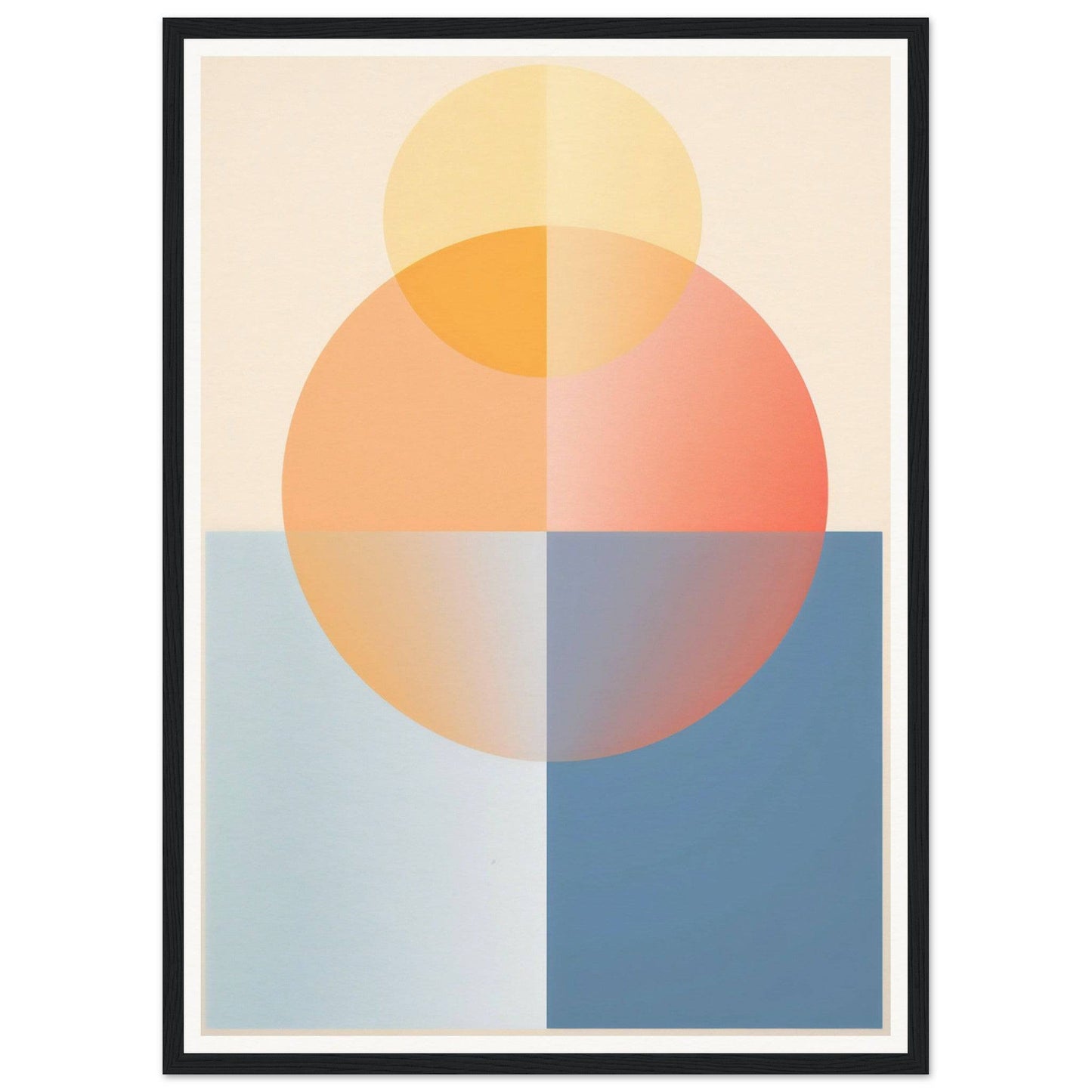 Abstract geometric composition featuring overlapping circles in pastel colors.