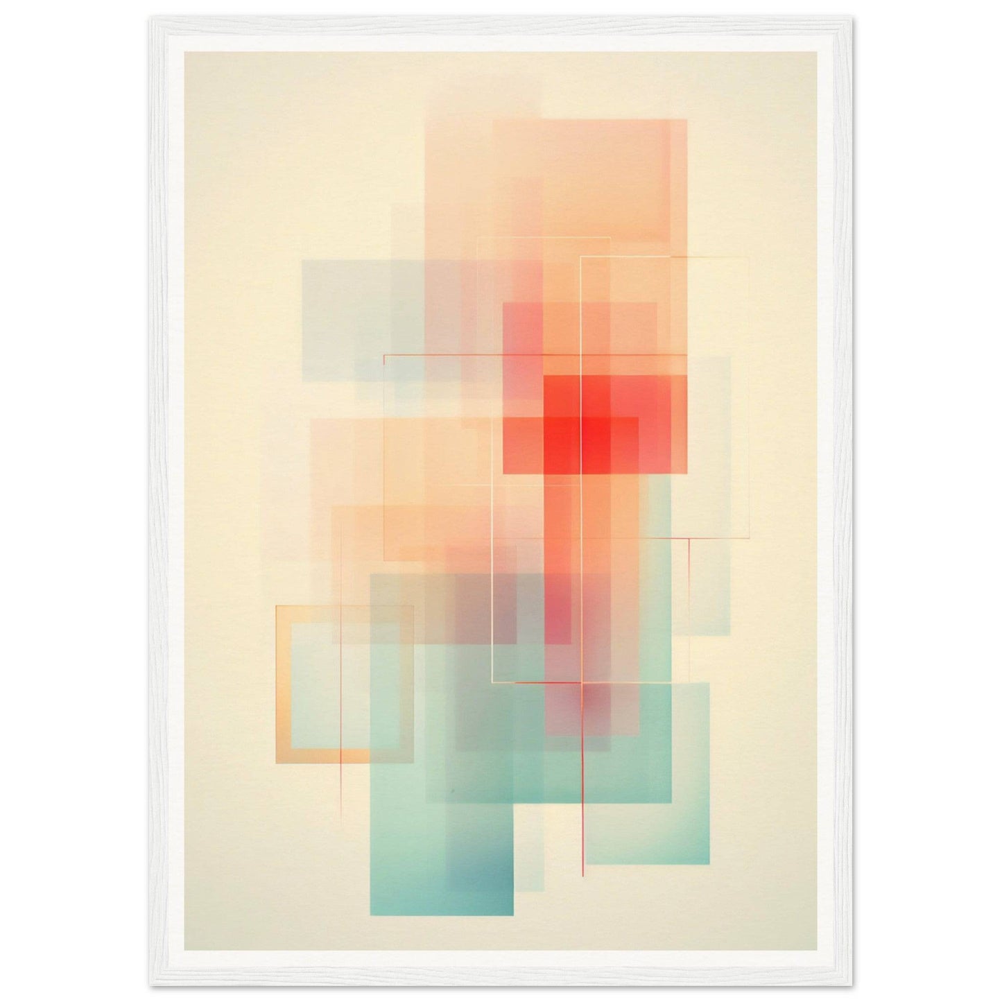 Abstract geometric composition featuring overlapping translucent rectangles in soft pastel colors.