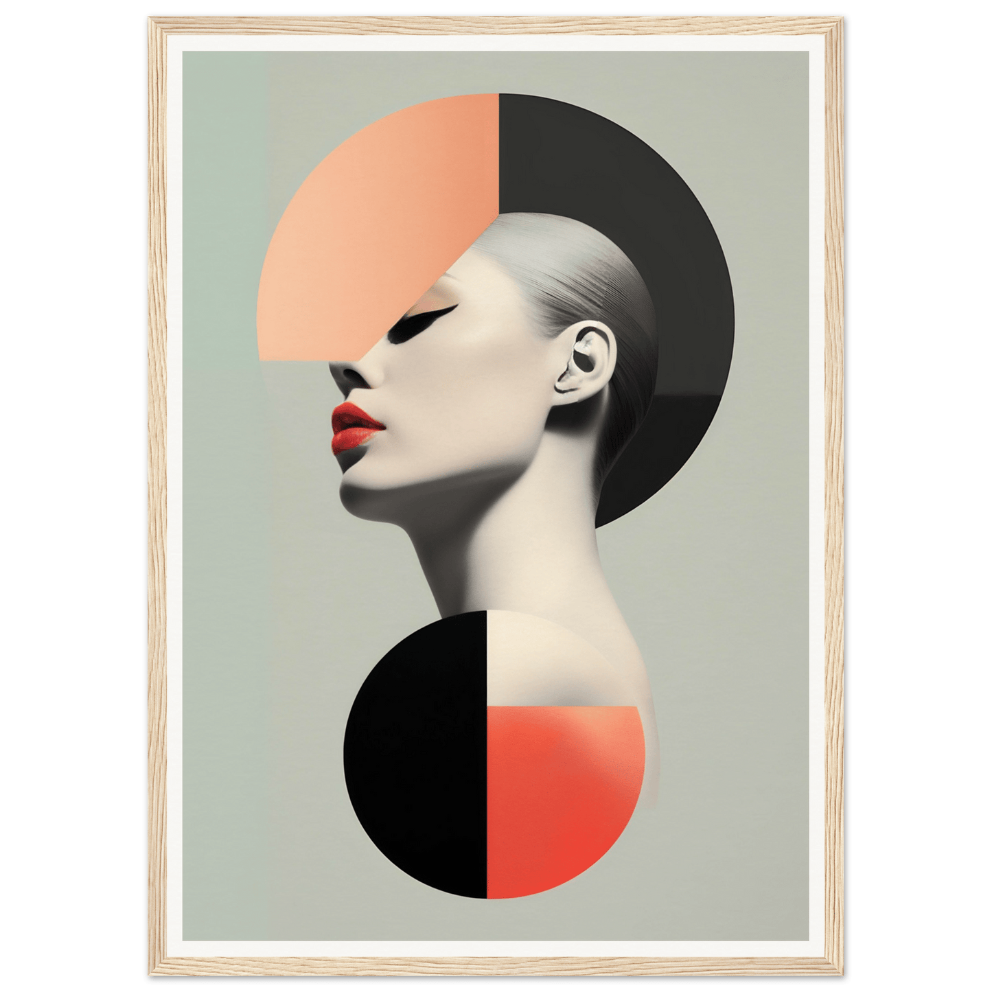 Stylized portrait of a person’s profile with geometric shapes and bold colors.