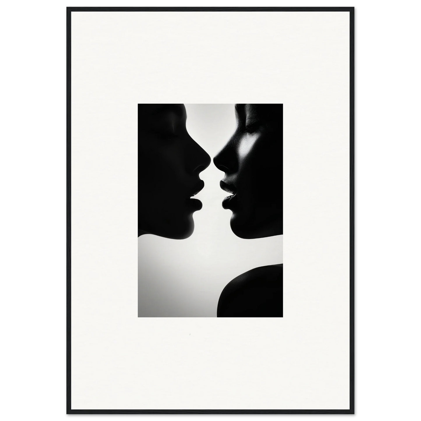 Two silhouetted profiles in an intimate moment from Sables Dance special edition art™