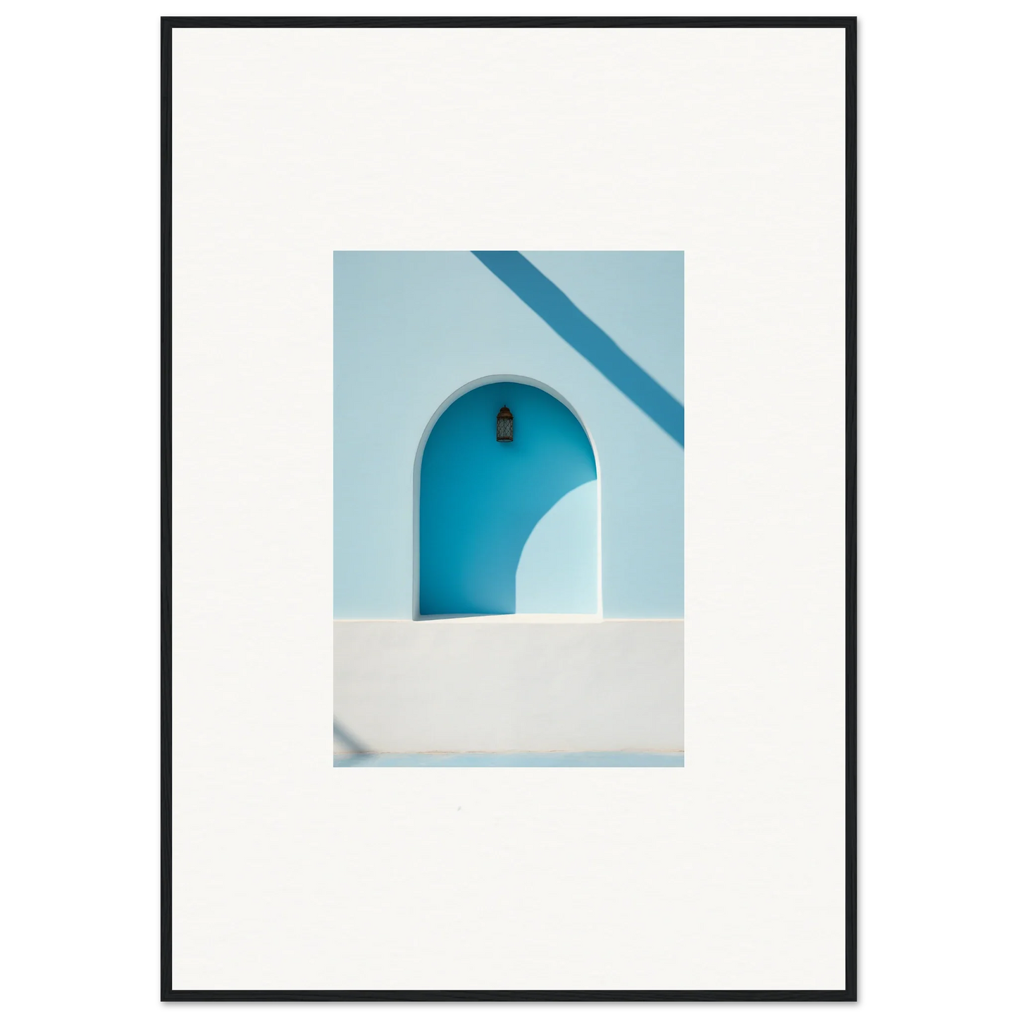 Turquoise arched doorway in white Mediterranean architecture for Elusive Solitude Clarity art
