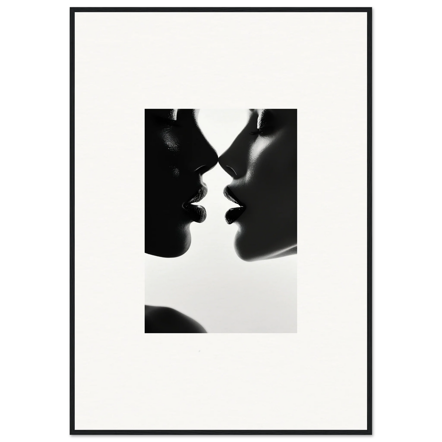 Two silhouetted profiles in a close moment from Ephemeral Echoes Touch framed posters
