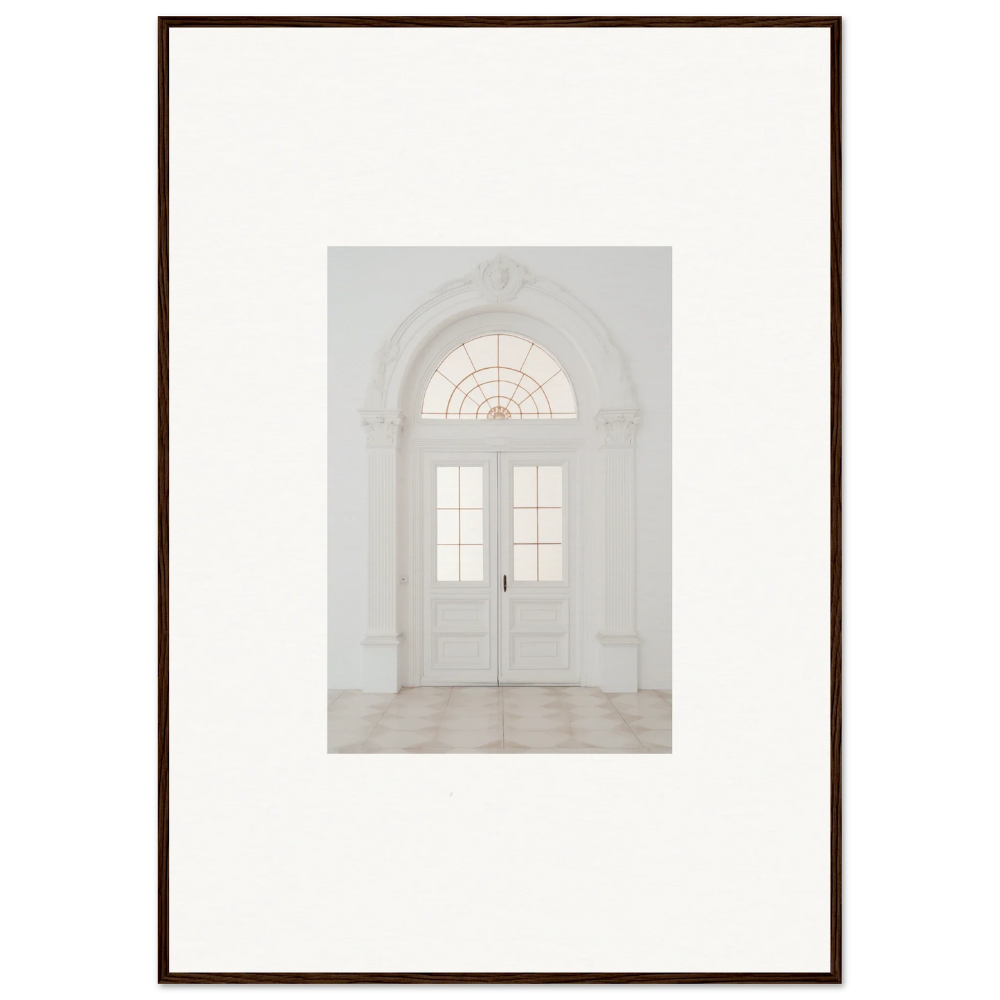 White double doors with an arched fanlight from Portal Poise Unveiled framed wall art