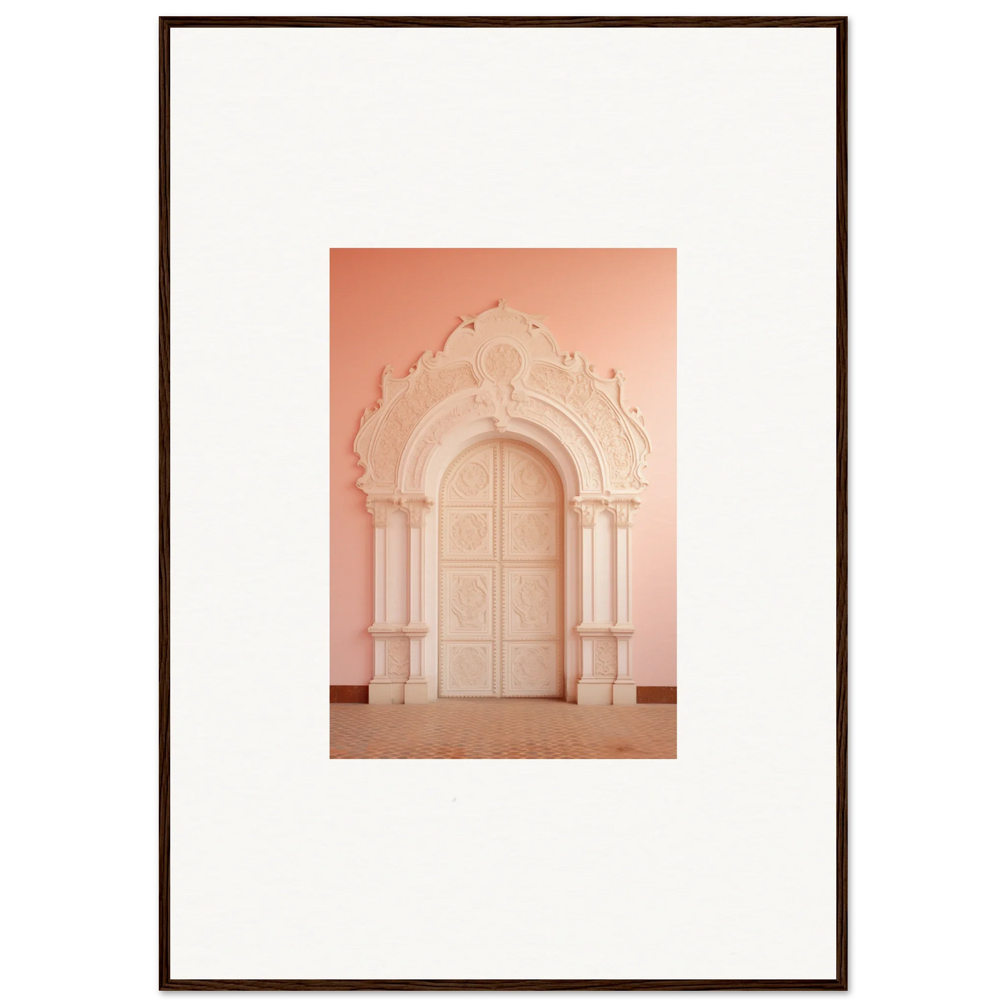 Ornate white archway with columns framing a door in Patio Reverie Sleutelenv art