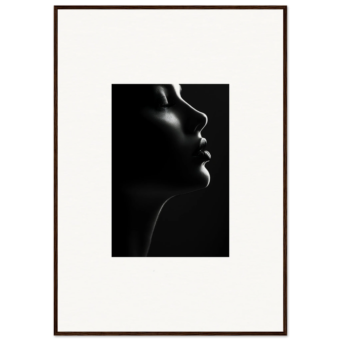 Dramatic black and white profile silhouette backlit, perfect for Silhouette’s Siren special edition art™