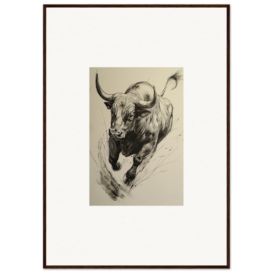 Dramatic black and white Charging Bull in Ebullient Storm Release special edition art™
