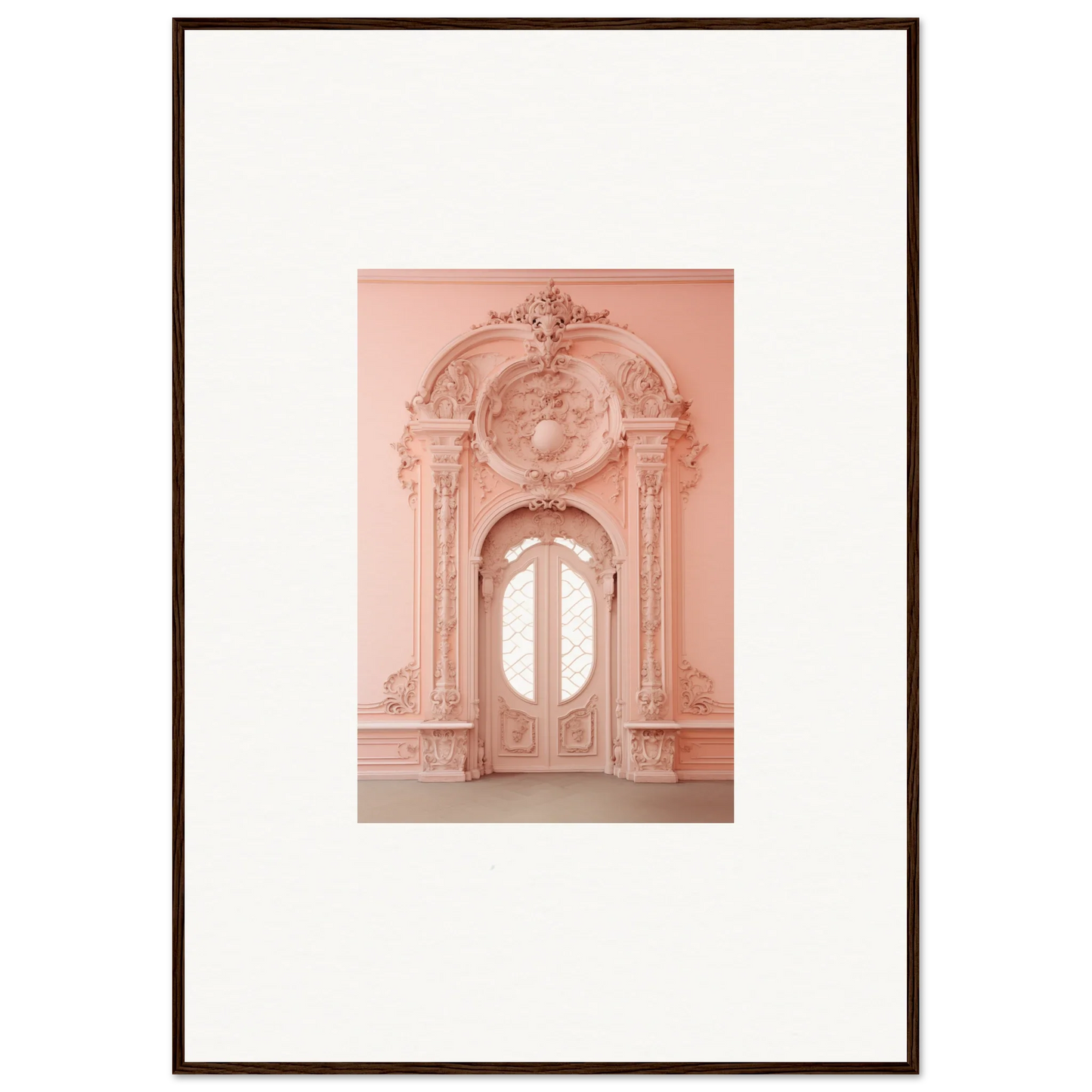 Ornate pink Baroque doorway part of Ether Pendantia Portal framed wall art design