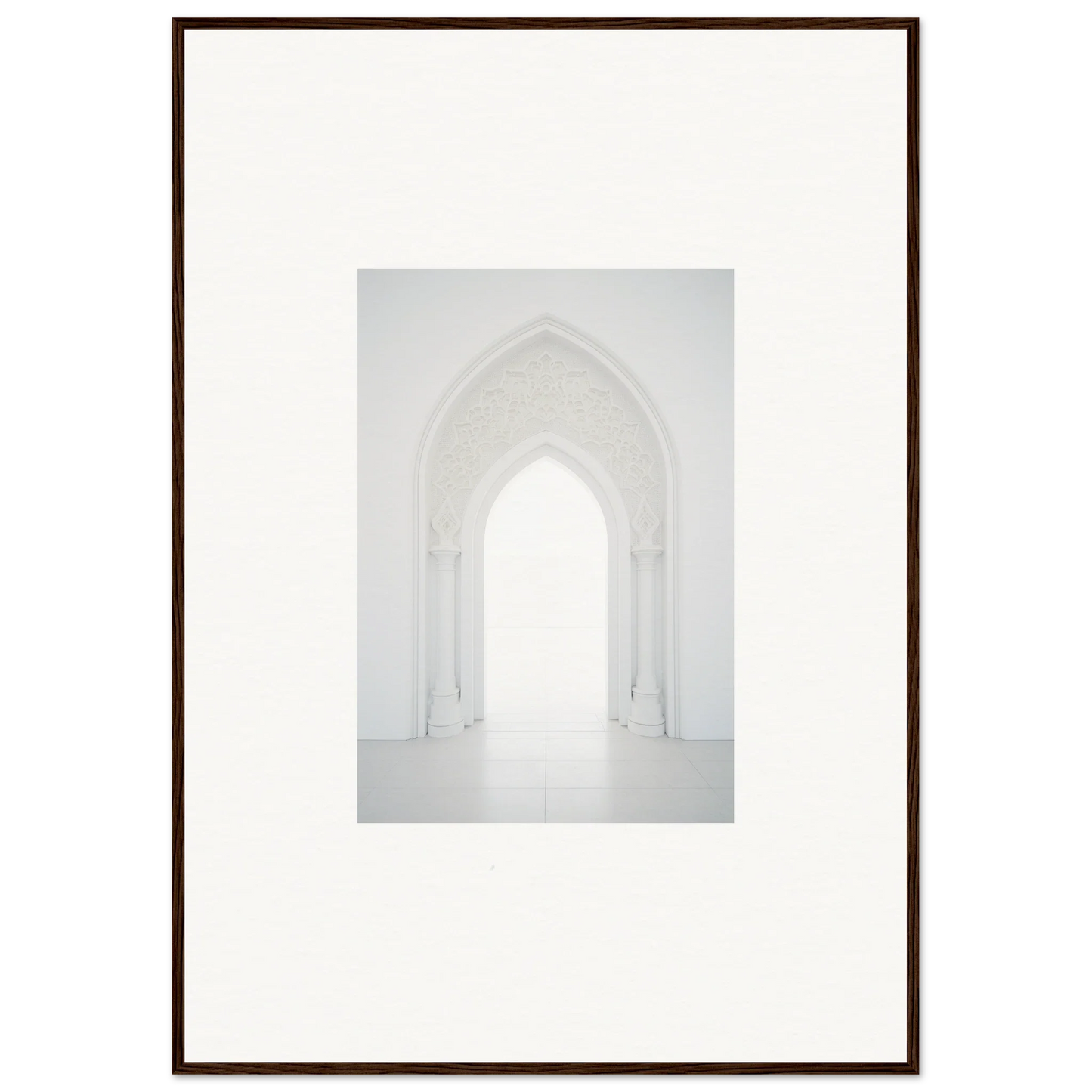 Gothic-style archway with white walls in Meditative Nova Portal framed wall art