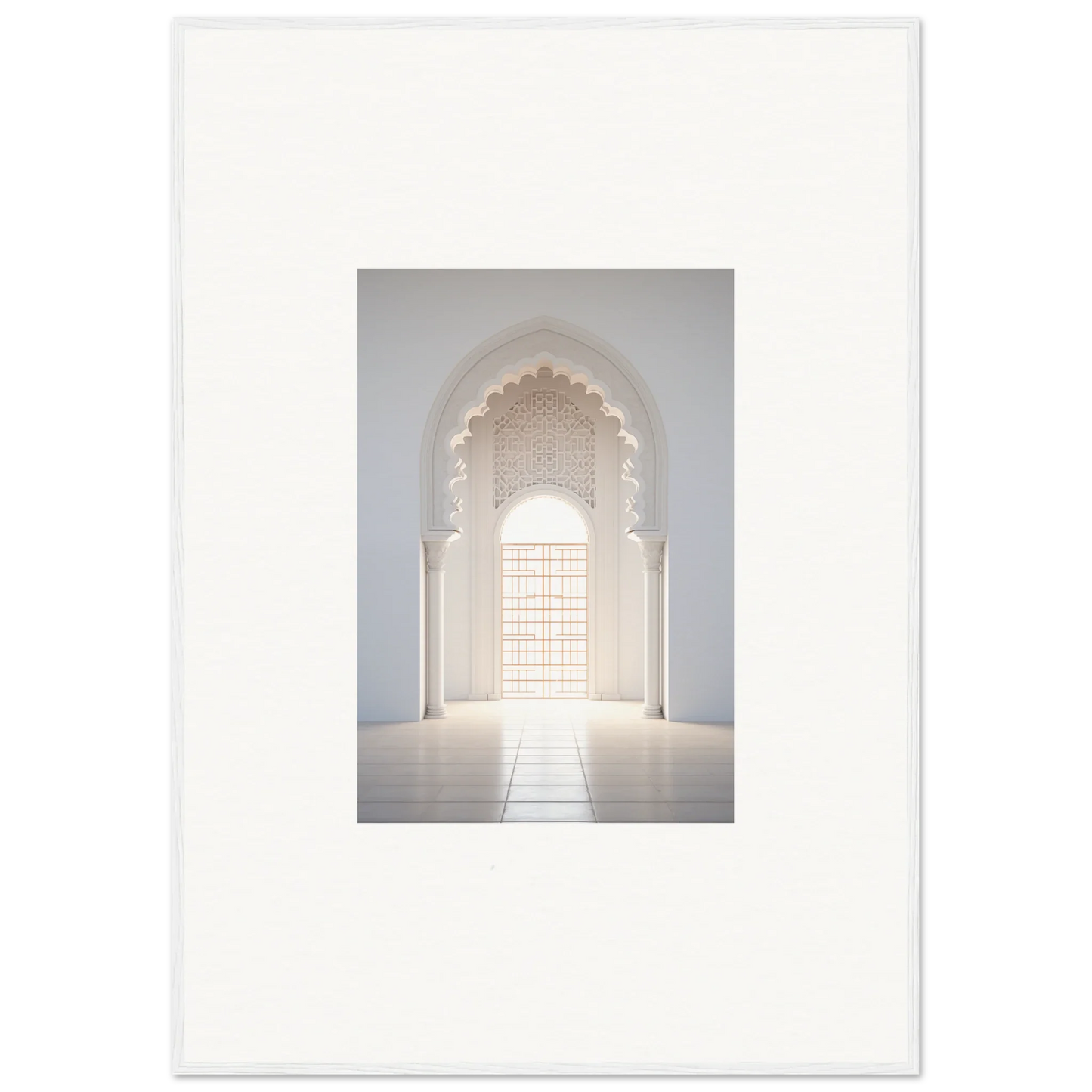 Ornate white Moorish archway leading to the enchanting Threshold Dreamscapes Portal