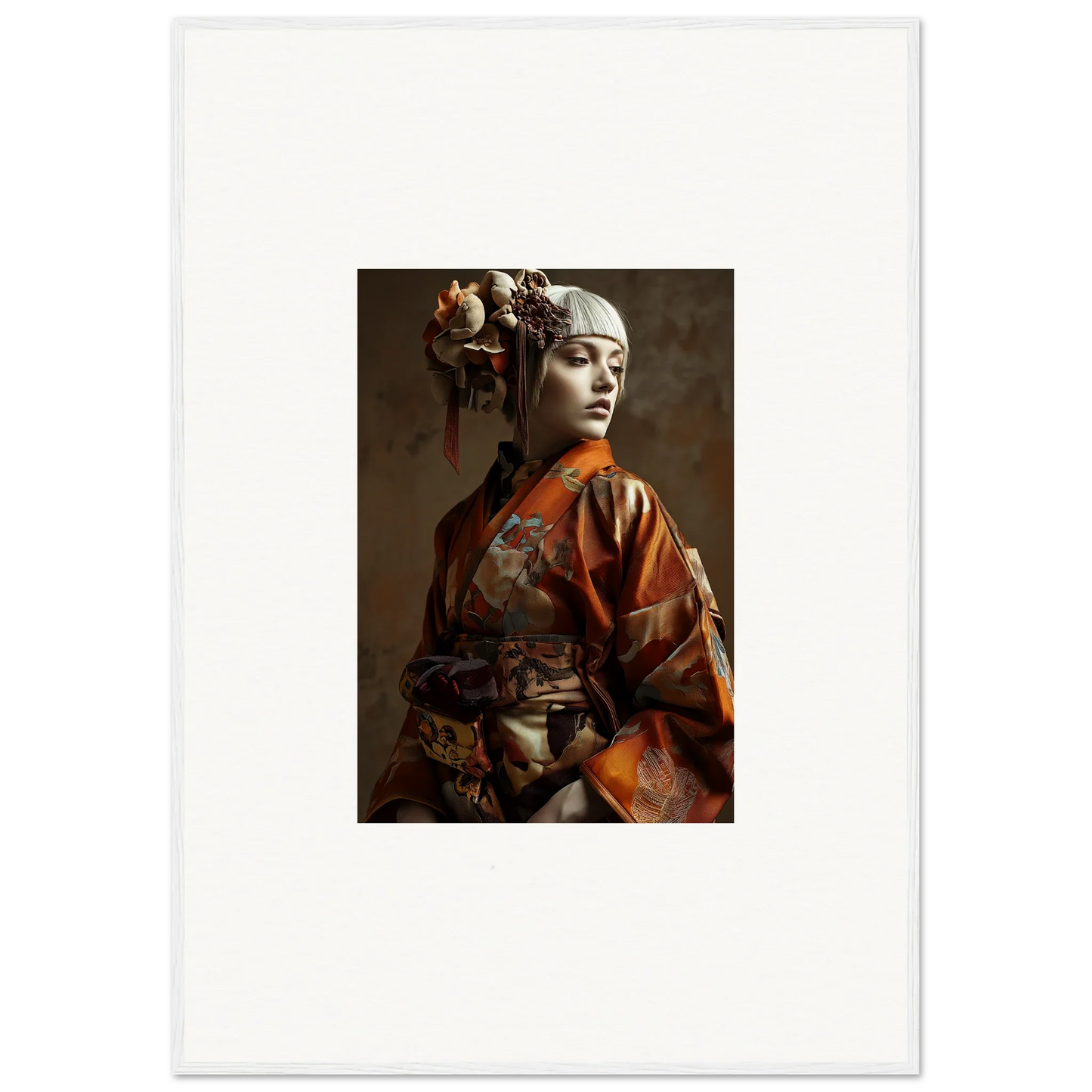 Portrait of a woman in ornate Asian attire for stunning room decoration canvas print