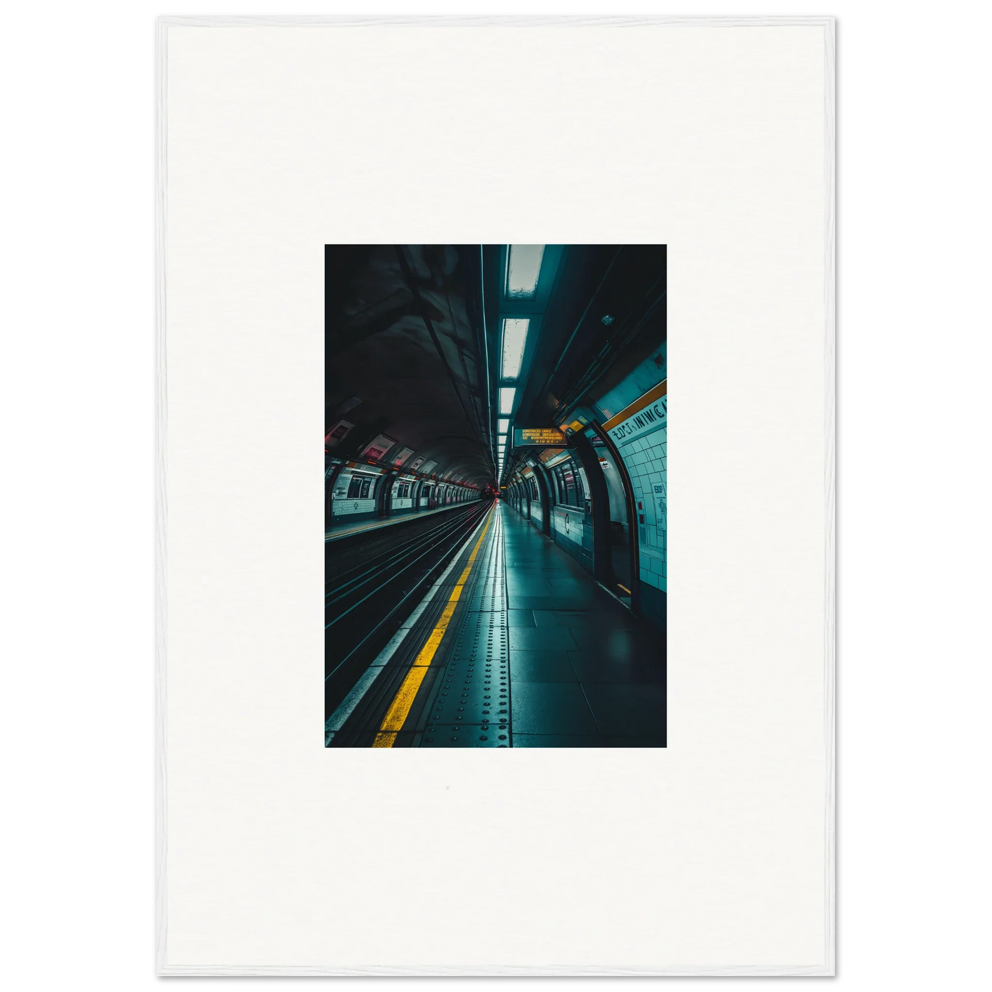 Empty subway platform with curved tunnel and yellow safety line in Portal Echo Anatomy art