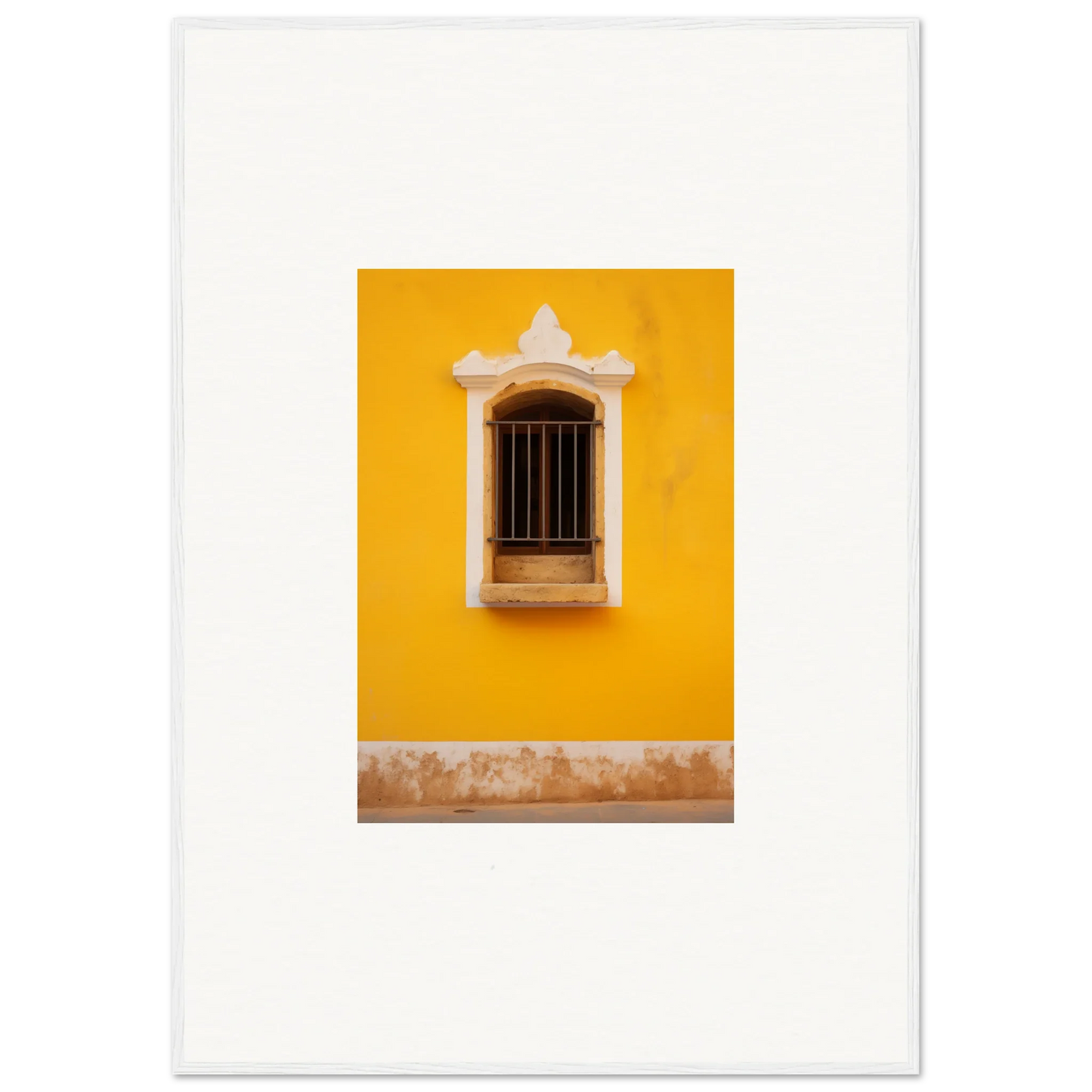 Ornate window with metal bars on a bright yellow wall in Daisy Dreamgate Portal