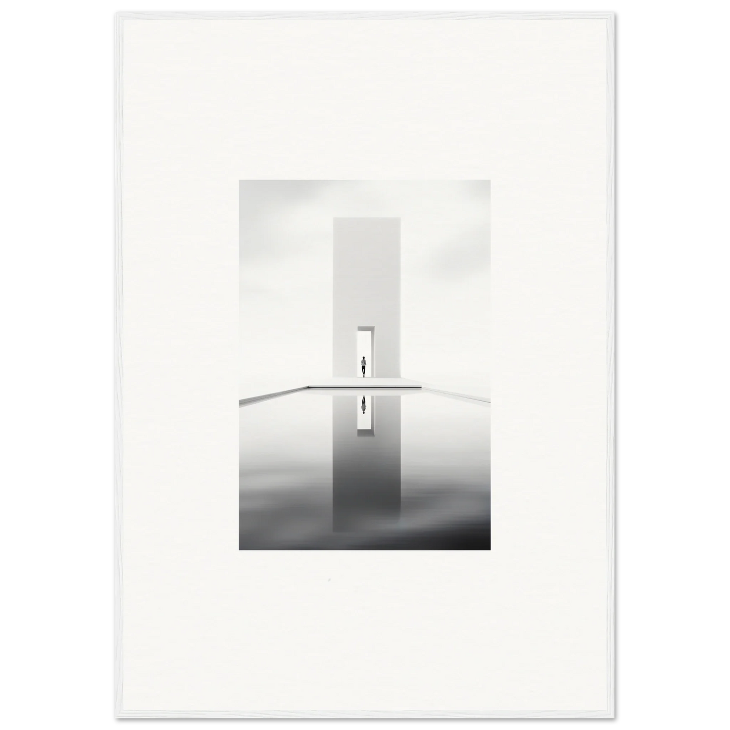 Minimalist black and white doorway reflection from Dreamer’s Vanishing Silhouette art™
