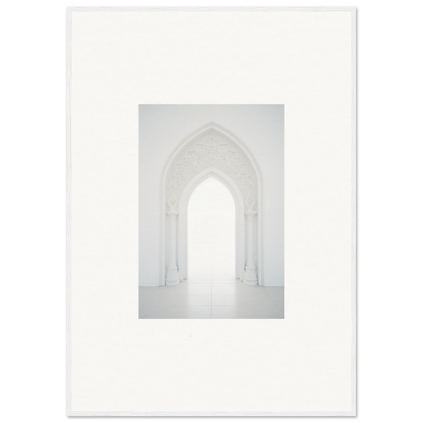 White arched doorway with Gothic arch in Meditative Nova Portal framed wall art