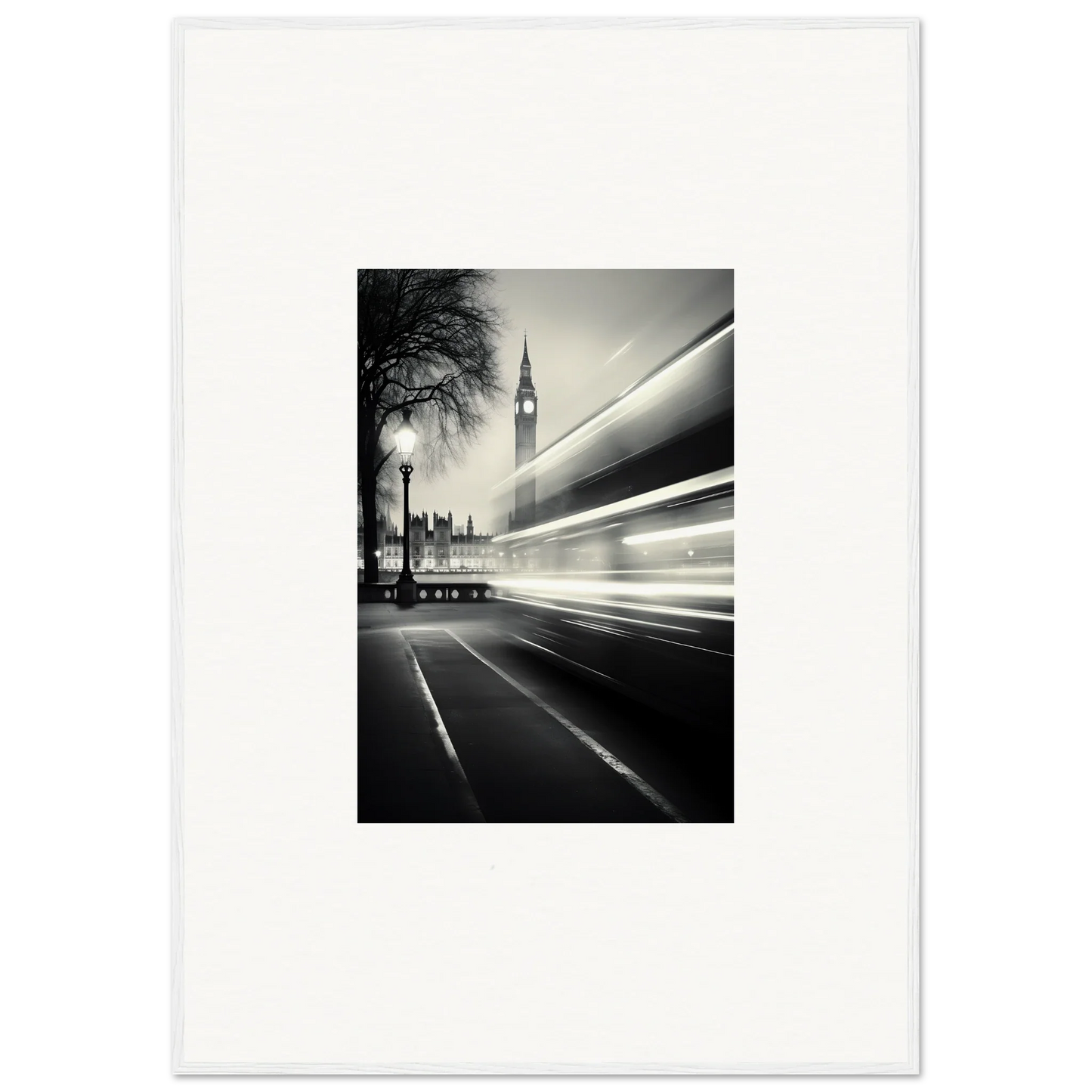 Long exposure of Big Ben with traffic trails in Fluid Timeless Pulse framed wall art