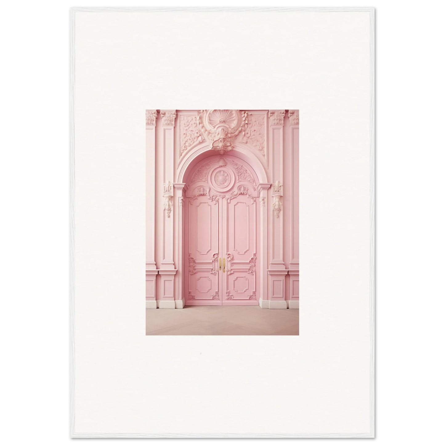 Ornate pink door with carvings from the Blush Merciful Renaissance special edition art™