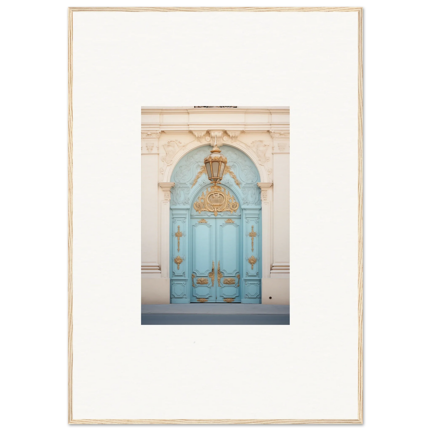 Ornate turquoise double door with gold accents in Ethereal Thresholding Gate art™ design