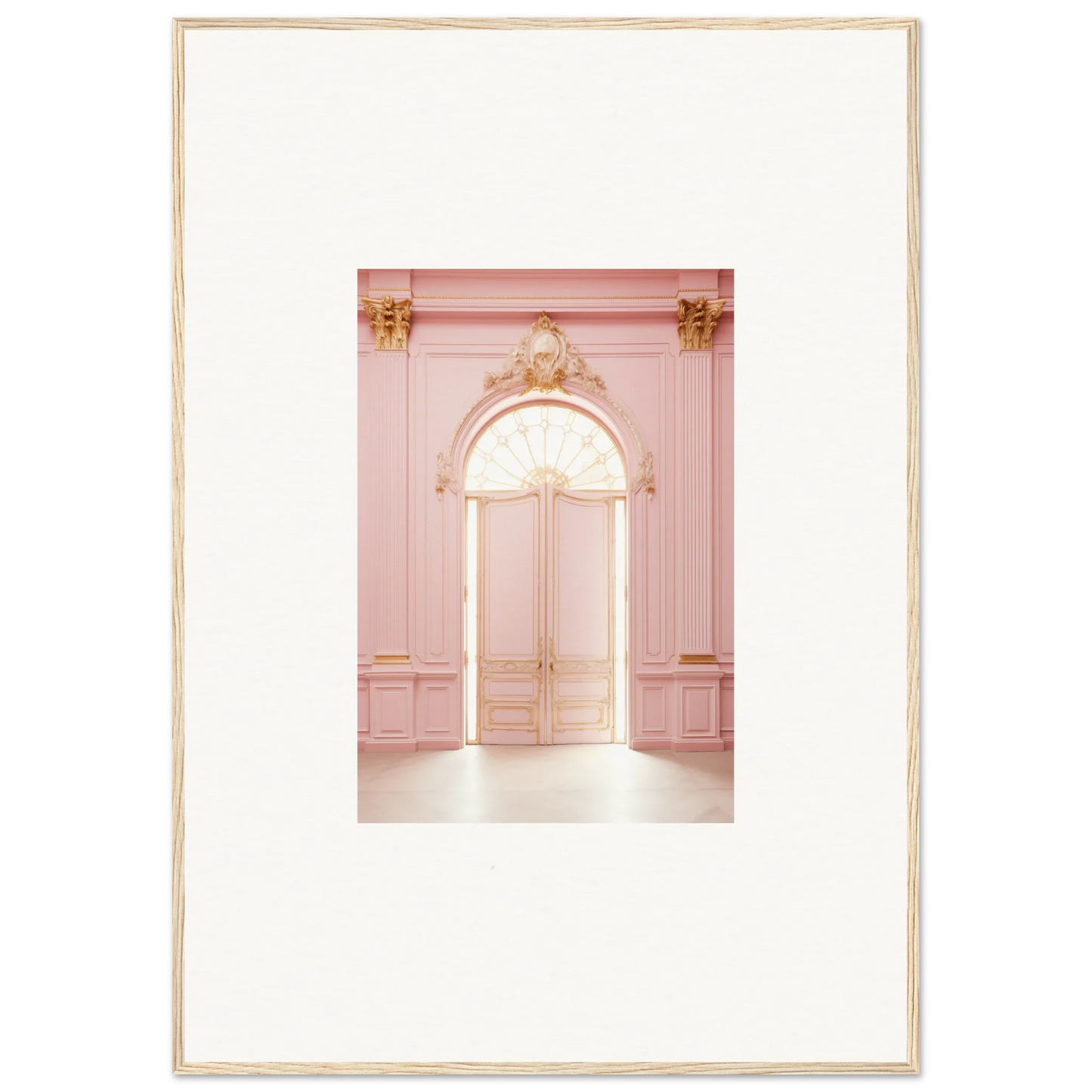Ornate pink doorway with arch and molding in Luminous Dreams Portal special edition art™