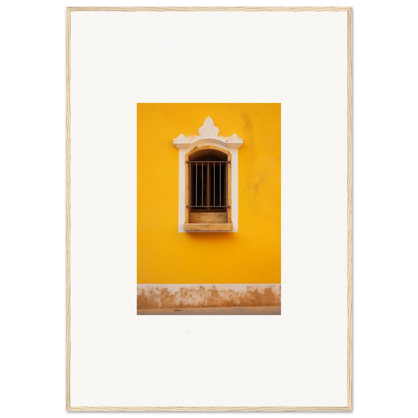 Ornate window with metal bars on a yellow wall for the Daisy Dreamgate Portal special edition art™
