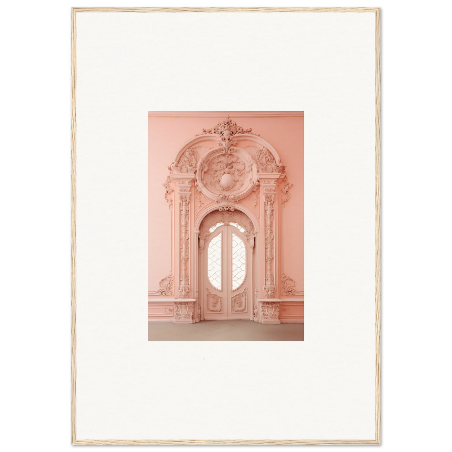 Ornate pink Baroque doorway in Ether Pendantia Portal framed wall art special edition