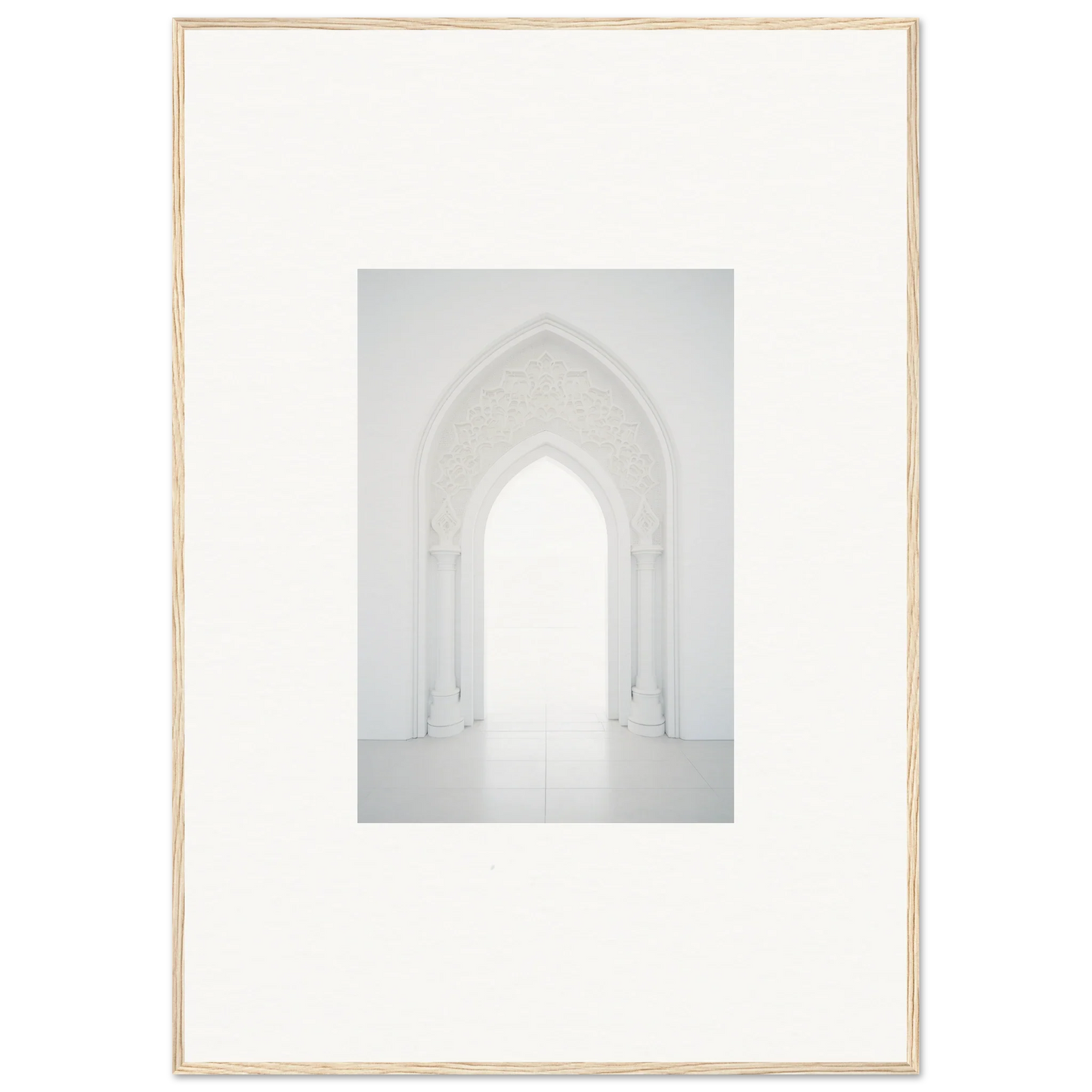 Bright arched doorway lighting up the Meditative Nova Portal framed wall art