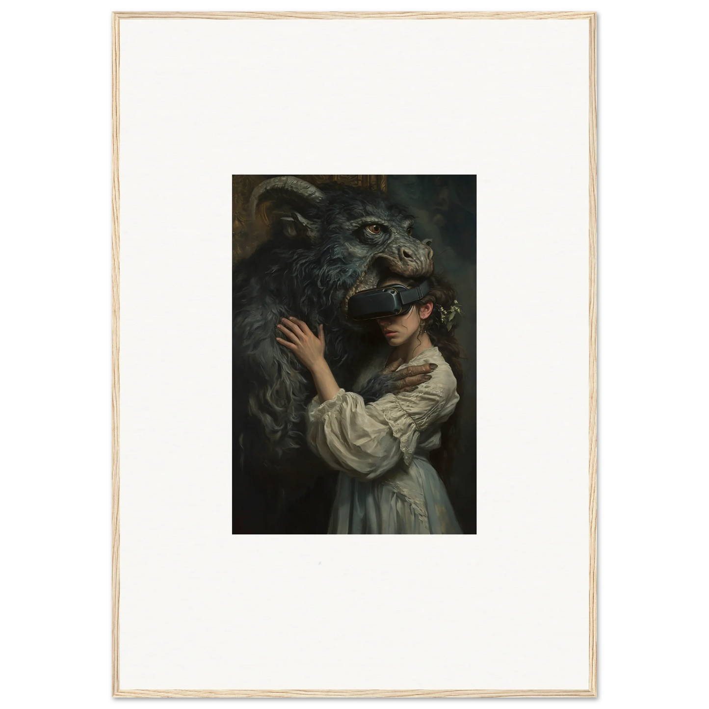 Ethereal dragon and figure in white dress from Love, Reality Monster special edition art™