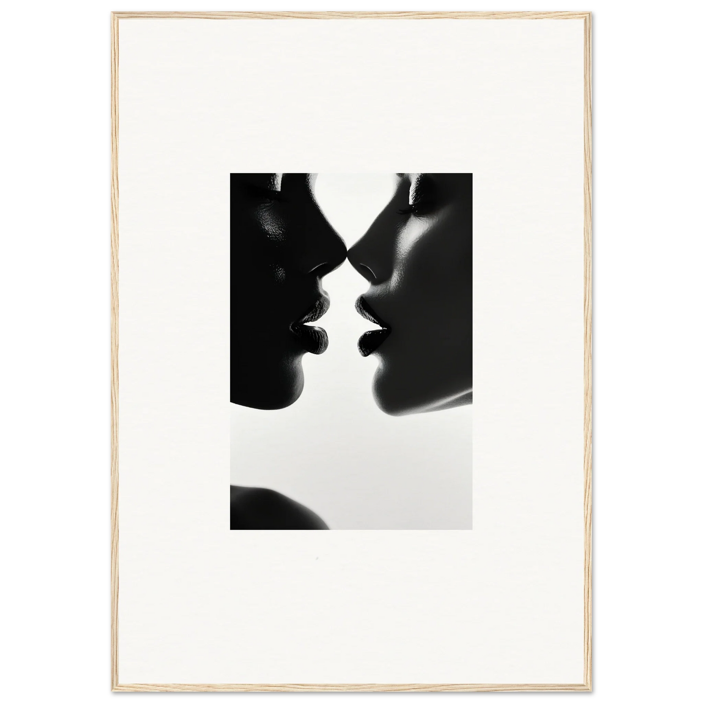 Two silhouetted profiles in an intimate moment from Ephemeral Echoes Touch framed posters