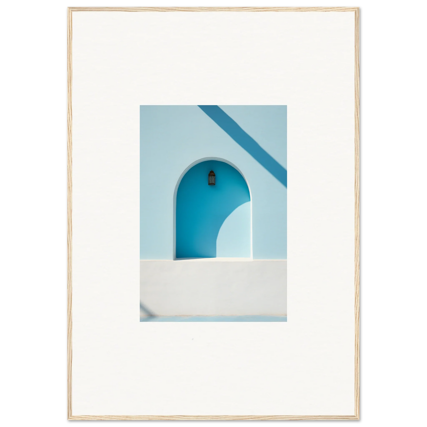 Blue arched doorway in white Mediterranean architecture for Elusive Solitude Clarity art
