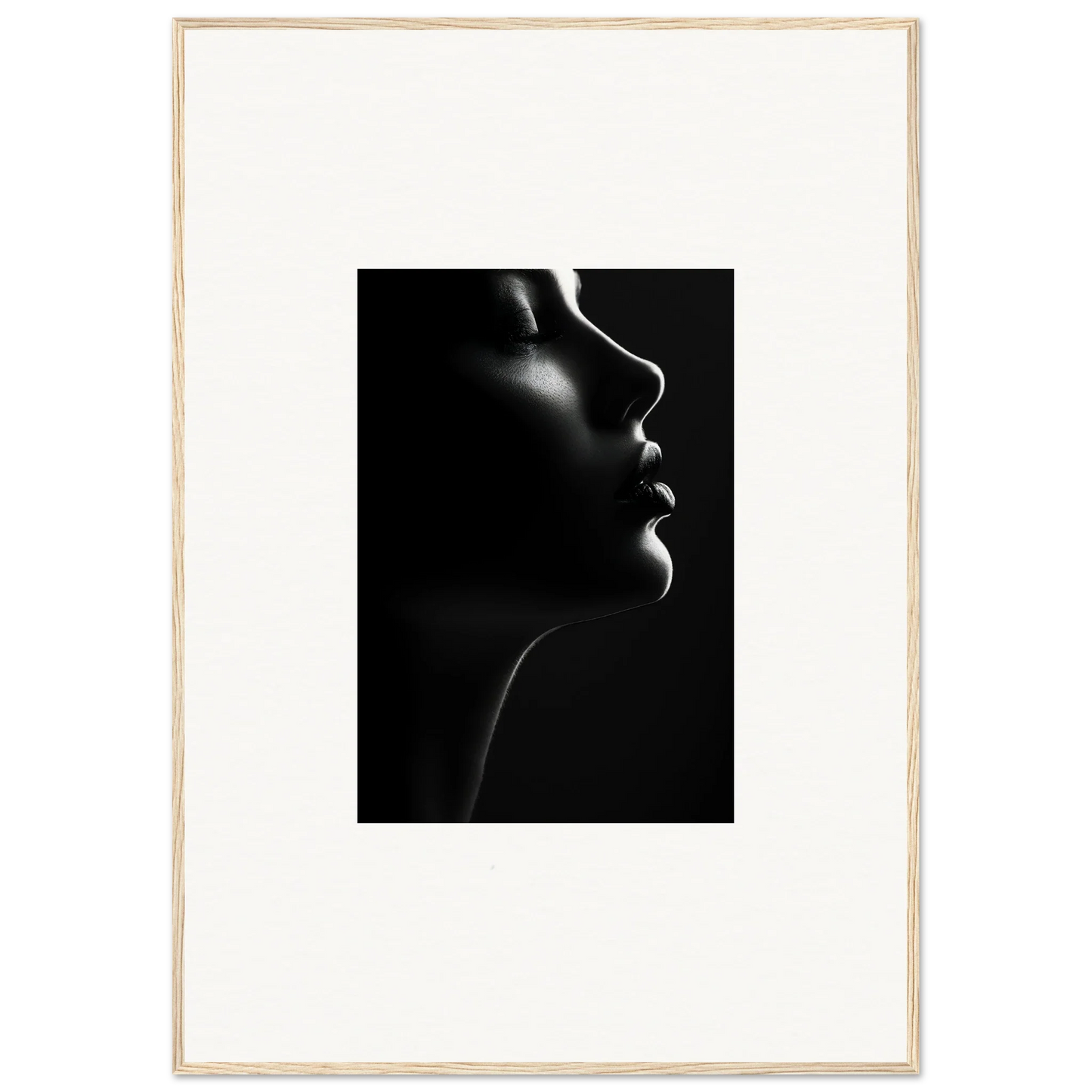Dramatic black and white profile silhouette highlighting contours for Silhouette’s Siren