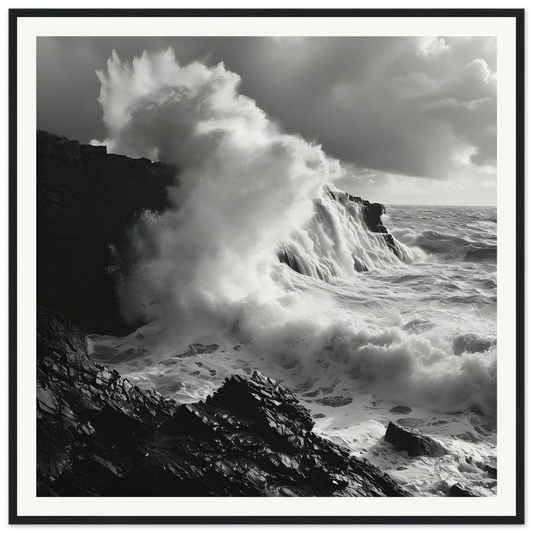 A powerful wave crashes on cliffs in the special edition art of Foamy Abyss Wails