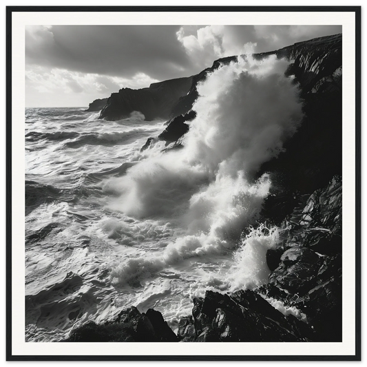 Powerful ocean waves crash on cliffs in the Oceanic Reverie Clash special edition art™