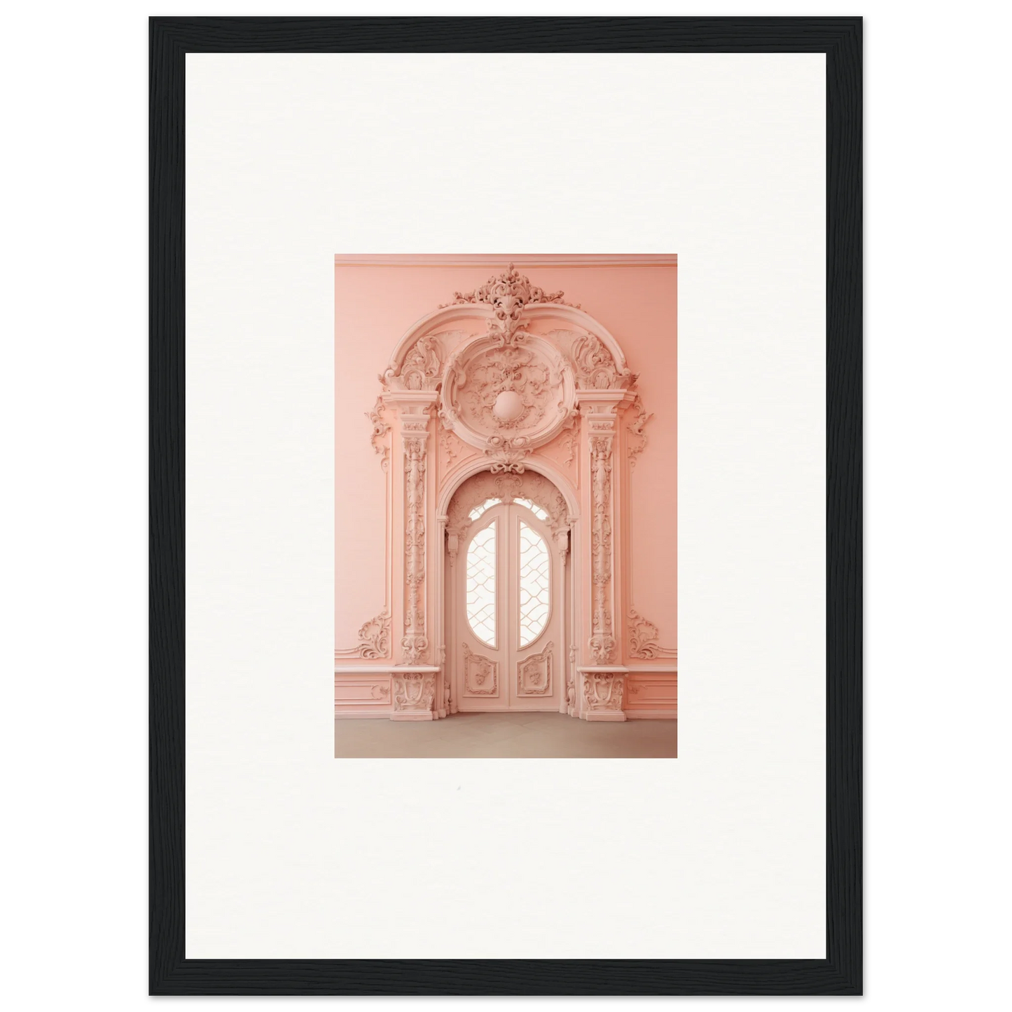 Ornate pink Baroque doorway showcasing the Ether Pendantia Portal for special edition art™