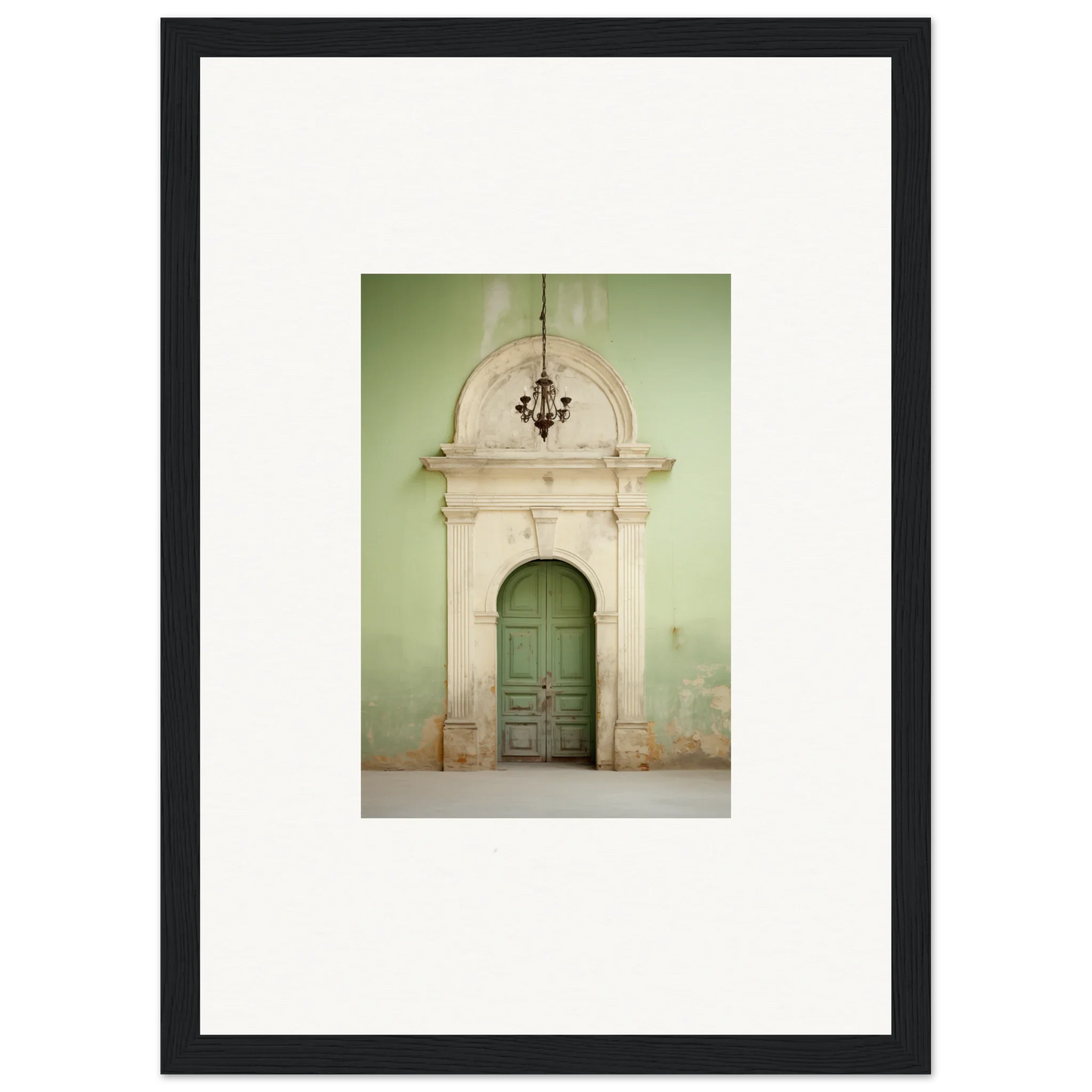 Ornate stone archway with mint green doors from Thresholds Quiet Whisper special edition art™
