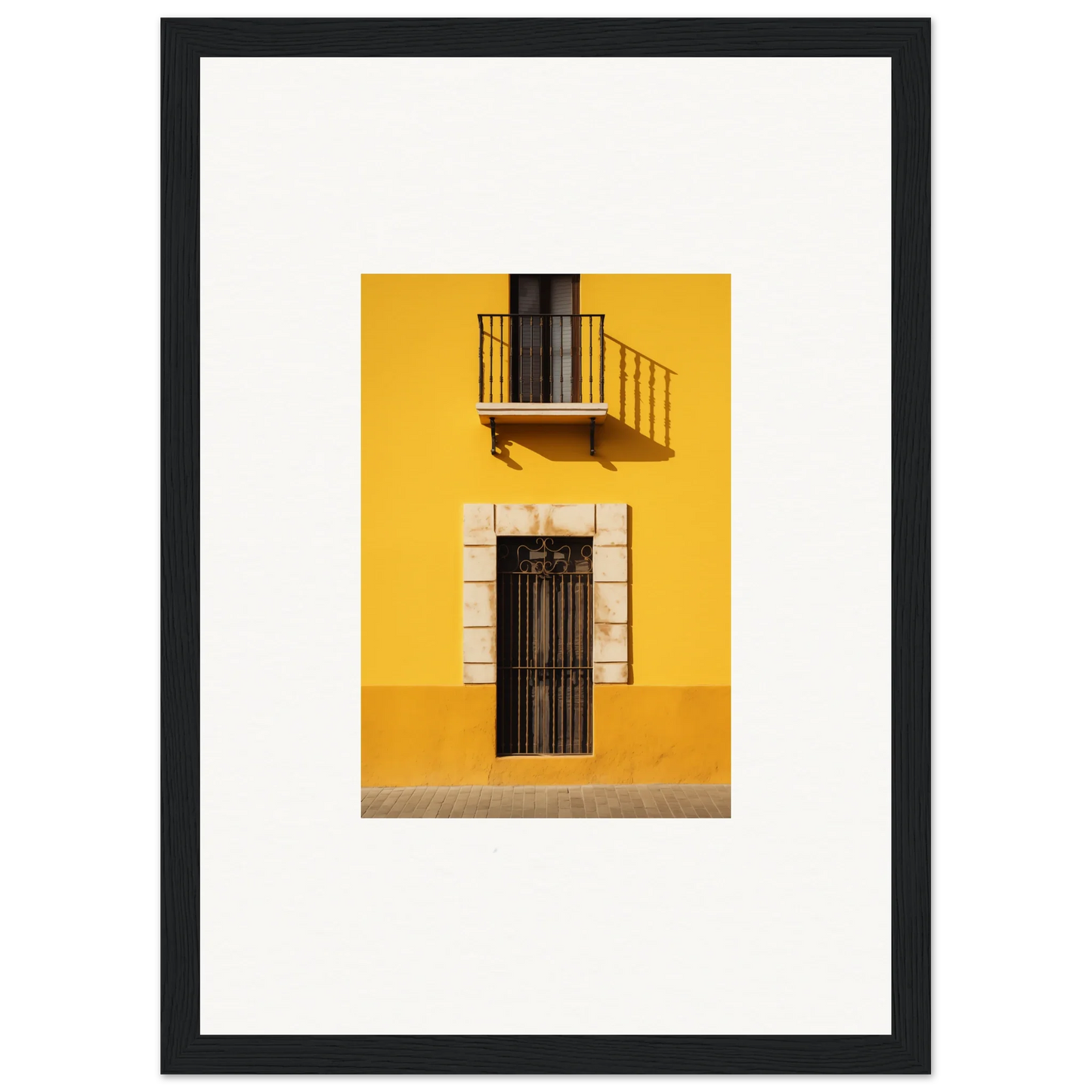 Black-framed photo of a striking yellow building for Sun Custard Symphonies art™