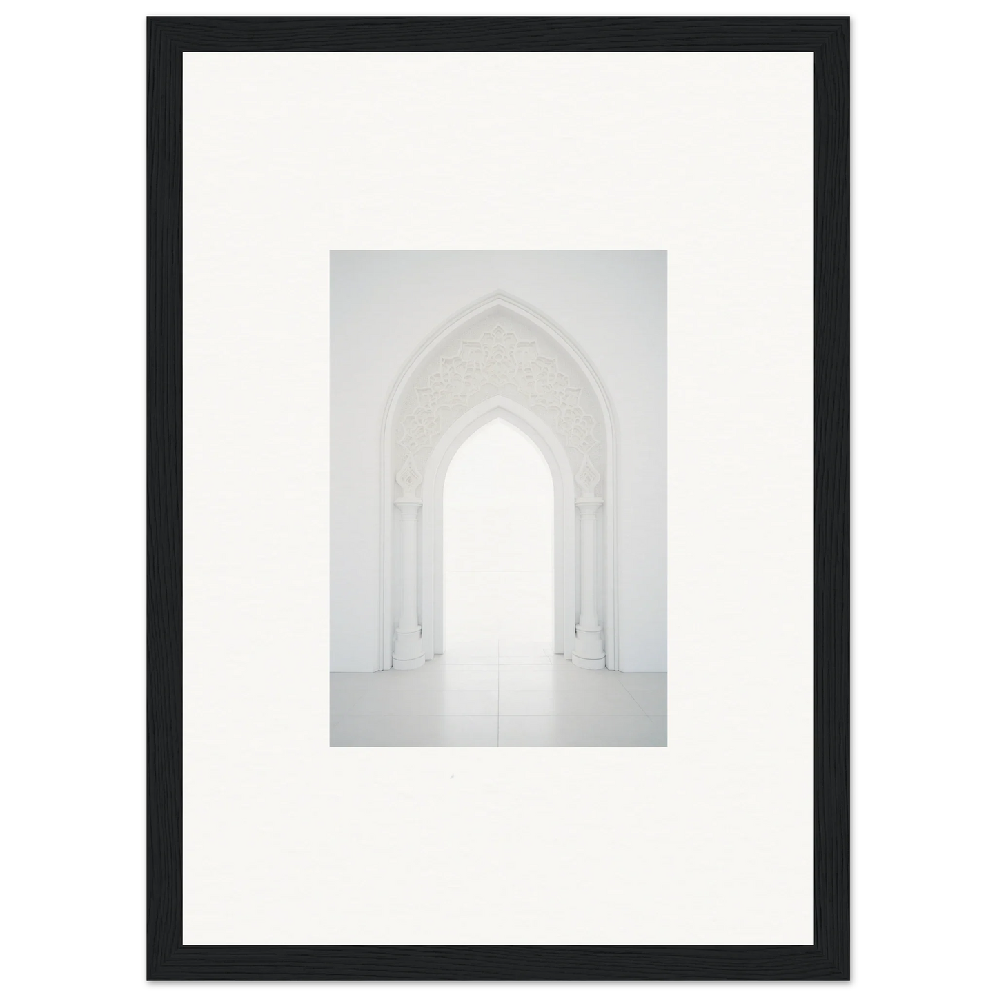 Gothic arched doorway in white for Meditative Nova Portal framed wall art