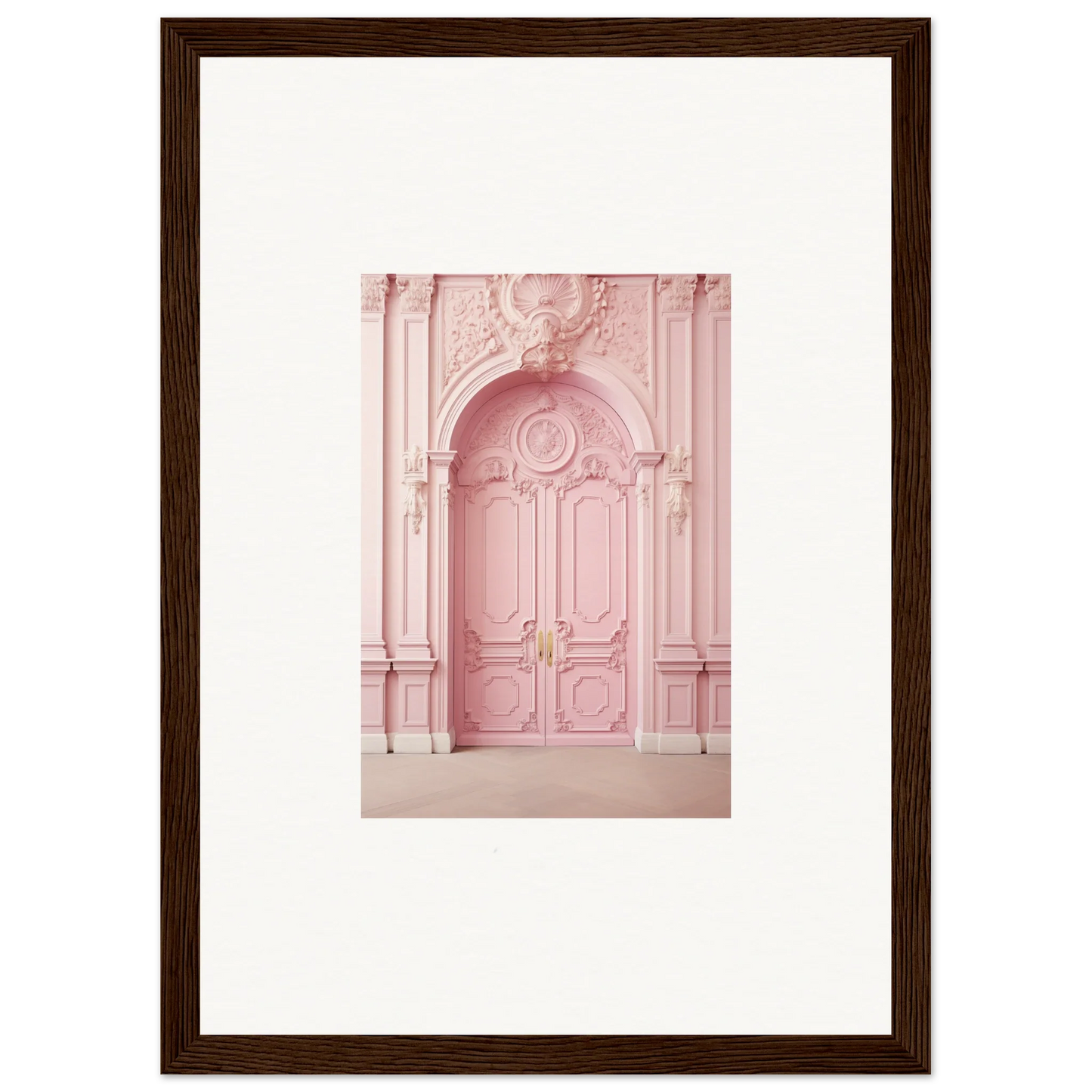 Ornate pink door with moldings and carvings from Blush Merciful Renaissance art™